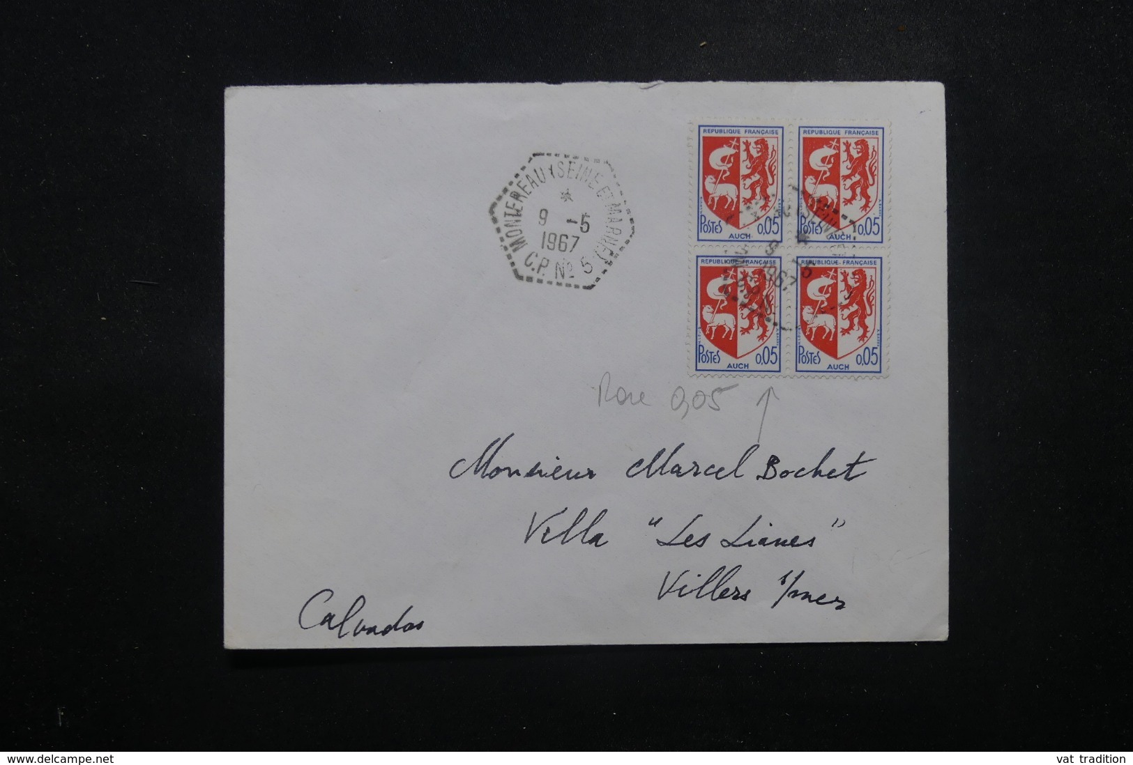 FRANCE - Blason D'Auch Sur Enveloppe En 1967 Pour Villers / Mer , Oblitération Recette Auxiliaire De Montereau - L 44246 - 1961-....