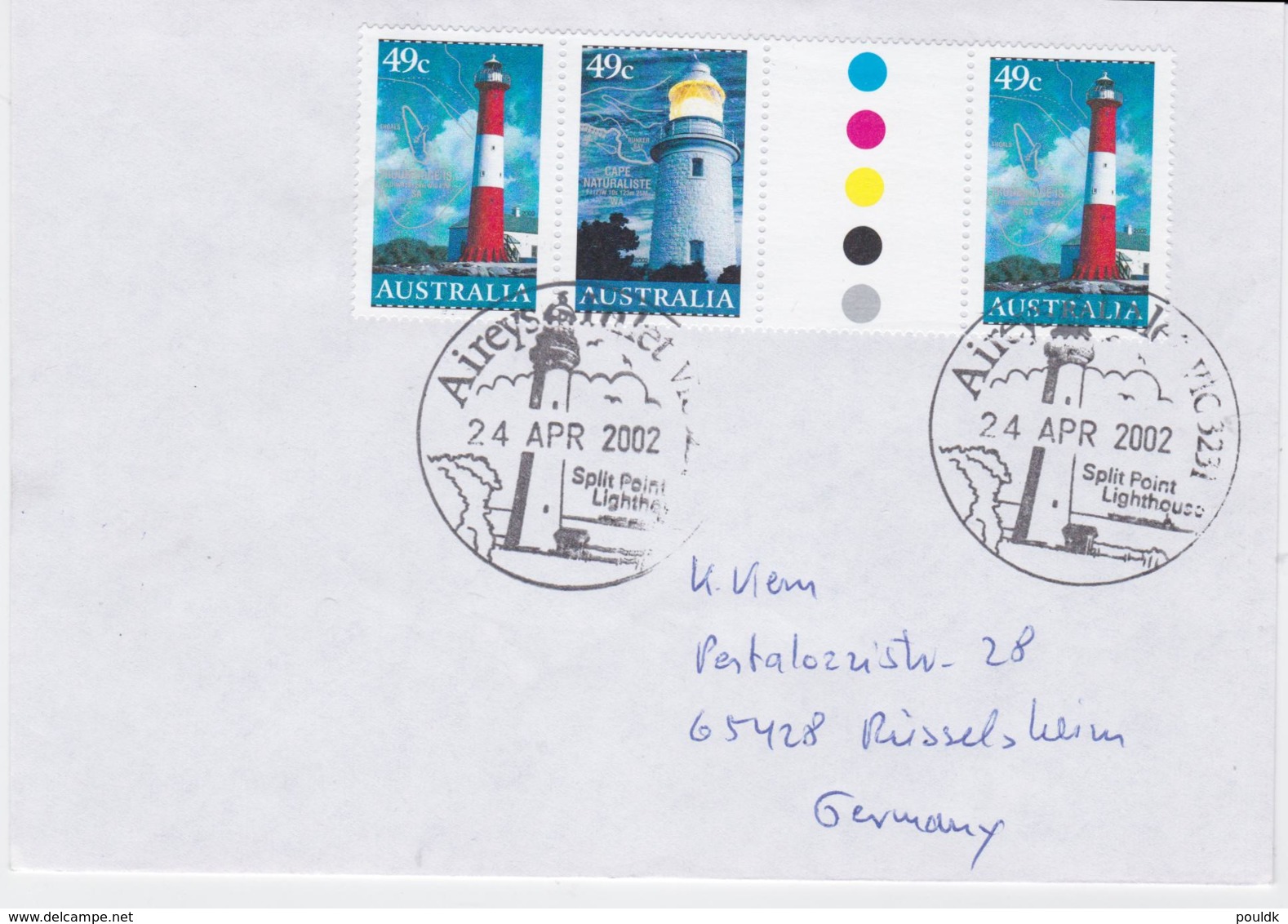 Lighthouse: Australia Cover Franked With Tree Stamps With Label Inbetween - All With Lighthouses Posted - Lighthouses