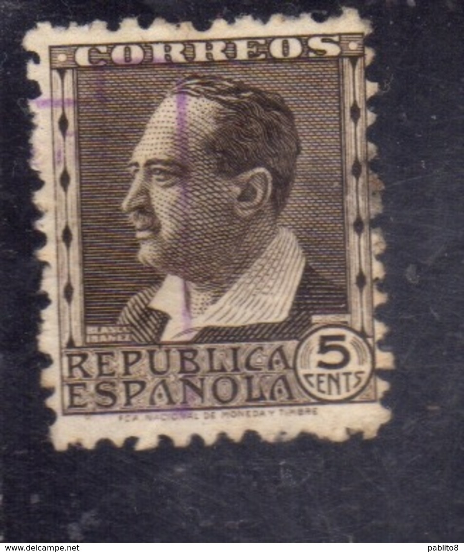 SPAIN ESPAÑA SPAGNA 1931 1934 BLASCO IBANEZ CENT. 5c USED USATO OBLITERE' - Oblitérés