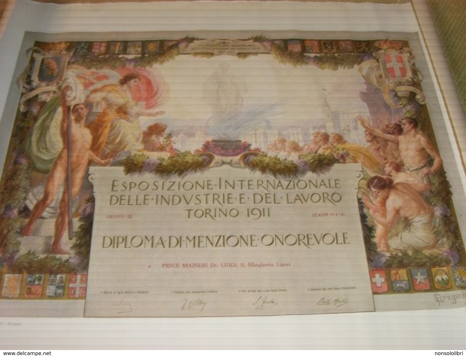 DIPLOMA ESPOSIZIONE INTERNAZIONALE DELLE INDUSTRIE E DEL LAVORO TORINO 1911-DIPLOMA DI MENZIONE ONOREVOLE - Diplomi E Pagelle