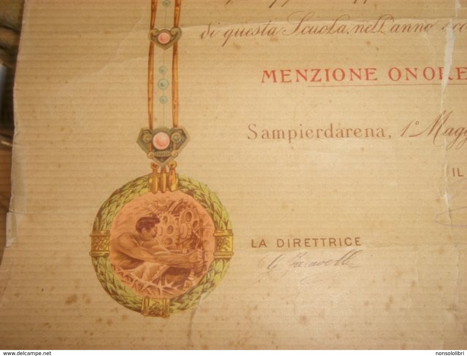 DIPLOMA MENZIONE ONOREVOLE DI 2° GRADO 1911 CITTA' DI SAMPIERDARENA - Diplomi E Pagelle