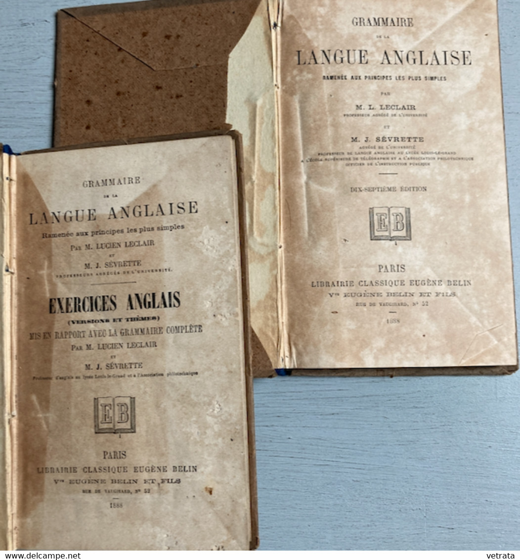 Lot De 3 Livres De L. Leclair & J. Sevrette : Grammaire De La Langue Anglaise Ramenée Aux Principes Les Plus Simples : M - English Language/ Grammar