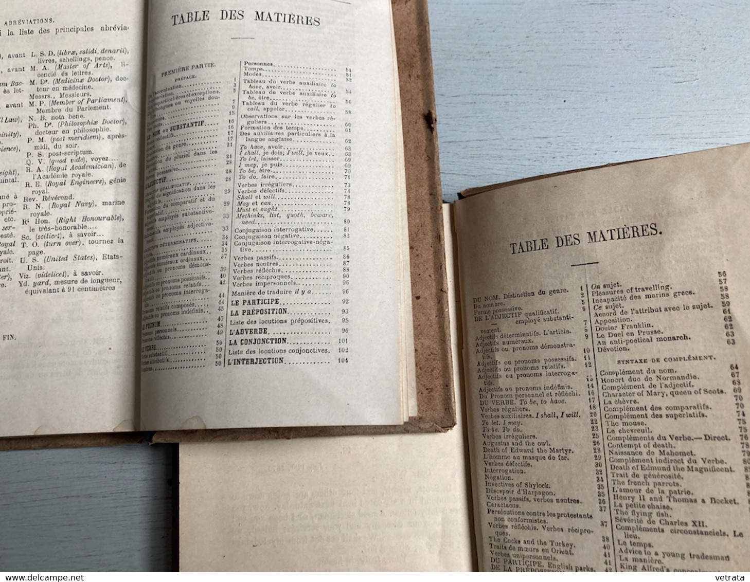 Lot de 3 livres de L. Leclair & J. Sevrette : Grammaire de la langue anglaise ramenée aux principes les plus simples : M