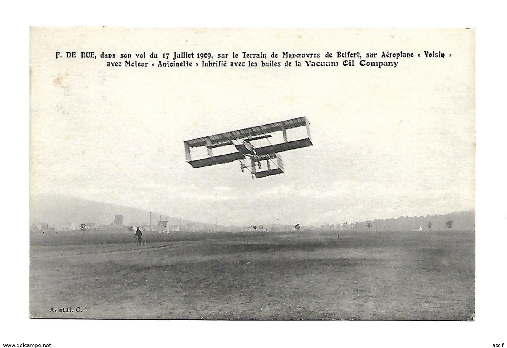 F. DE RUE 1909 BELFORT VOISIN ANTOINETTE VACUUUM OIL COMPANY PARIS CARTE DE SERVICE AVIATION /FREE SHIPPING REGISTERED - Aviateurs