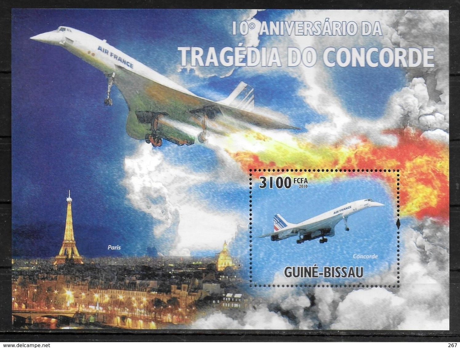 GUINEE BISSAU BF 556 * * ( Cote 16e )  Avions Concorde Tour Eiffel - Concorde