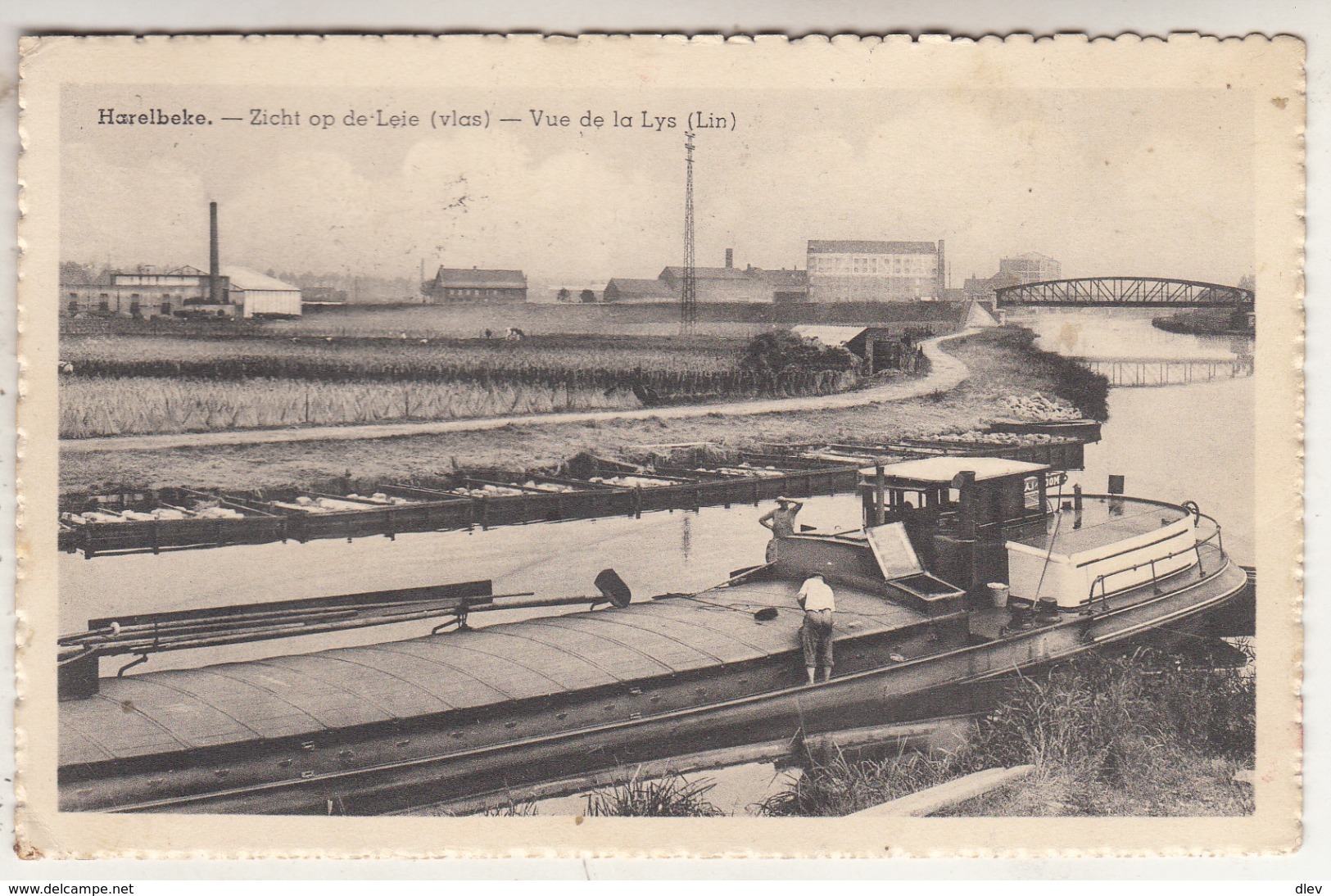 Harelbeke - Zicht Op De Leie (vlas) ,- Uitg. G. Vandebuerie-Libeer, Harelbeke - Harelbeke