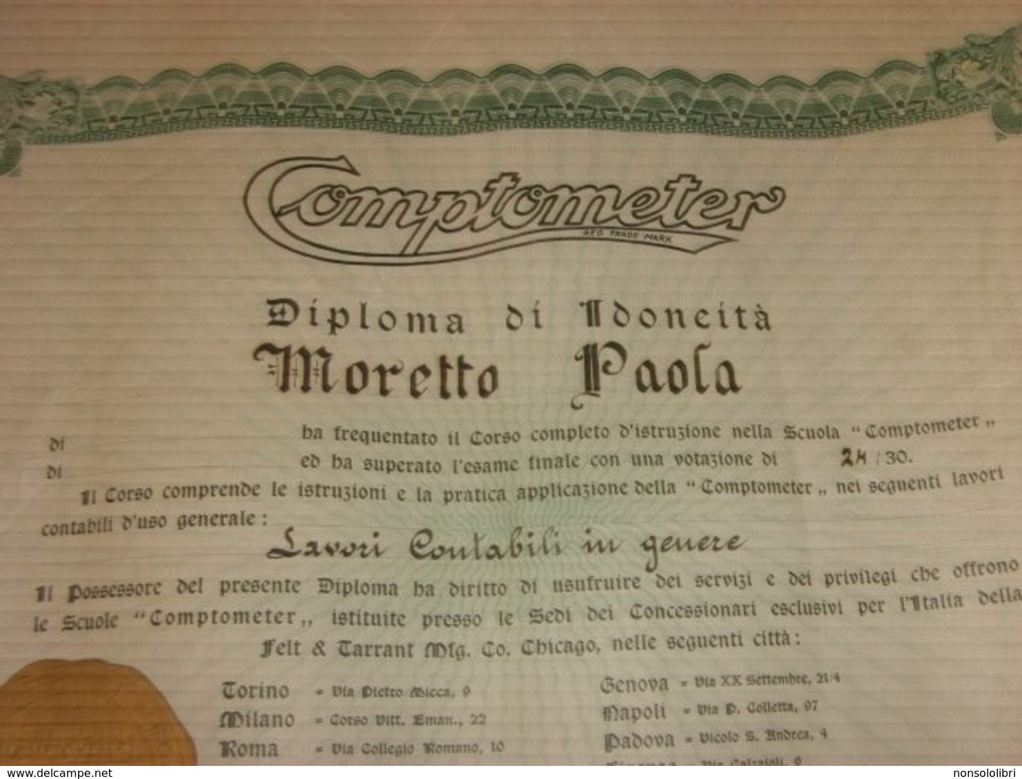 DIPLOMA COMPTOMETER - Diplomi E Pagelle