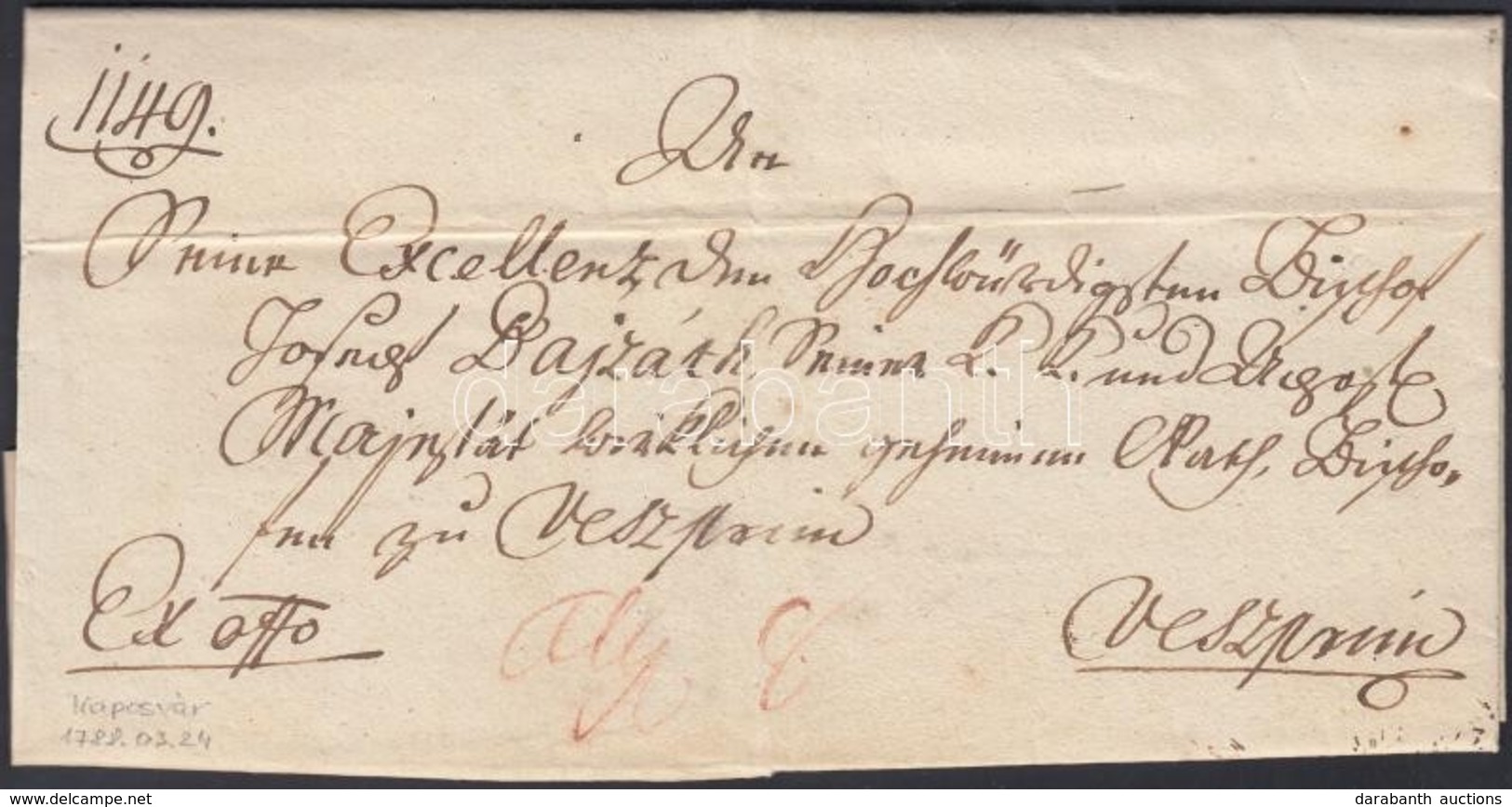 1788 Ex Offo Kaposvárról Veszprémbe - Altri & Non Classificati