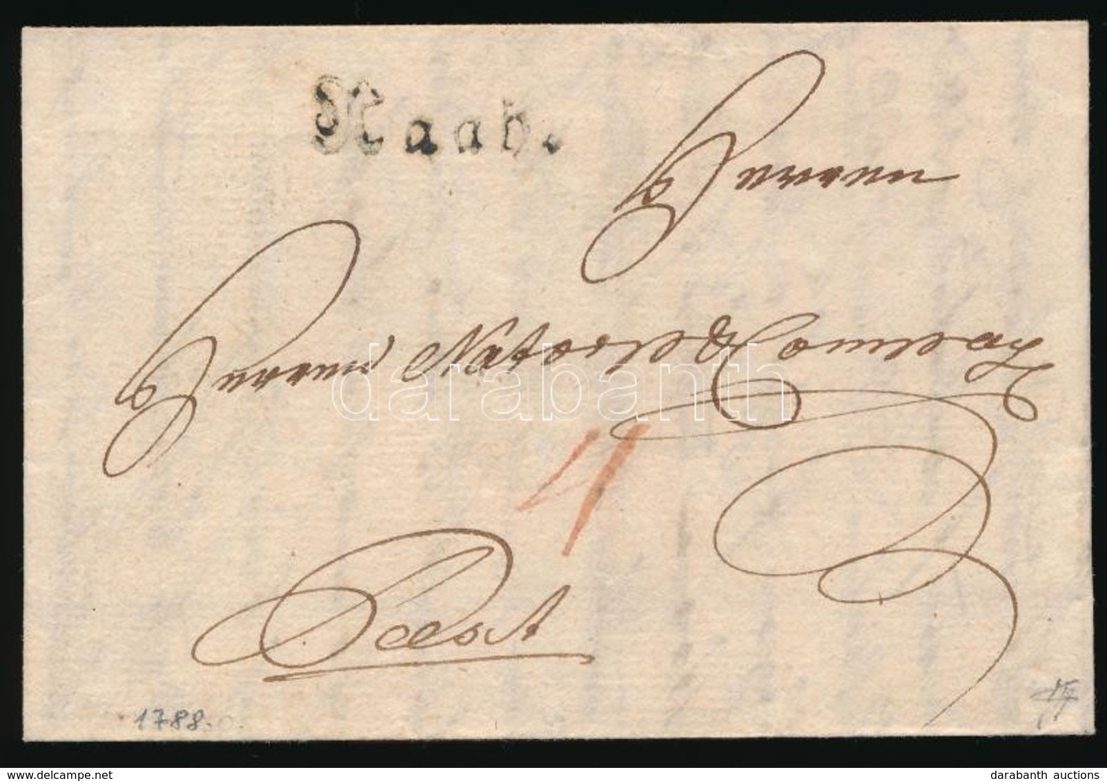 1788 Portós Levél / Unpaid Cover 'Raab' - Pest - Otros & Sin Clasificación