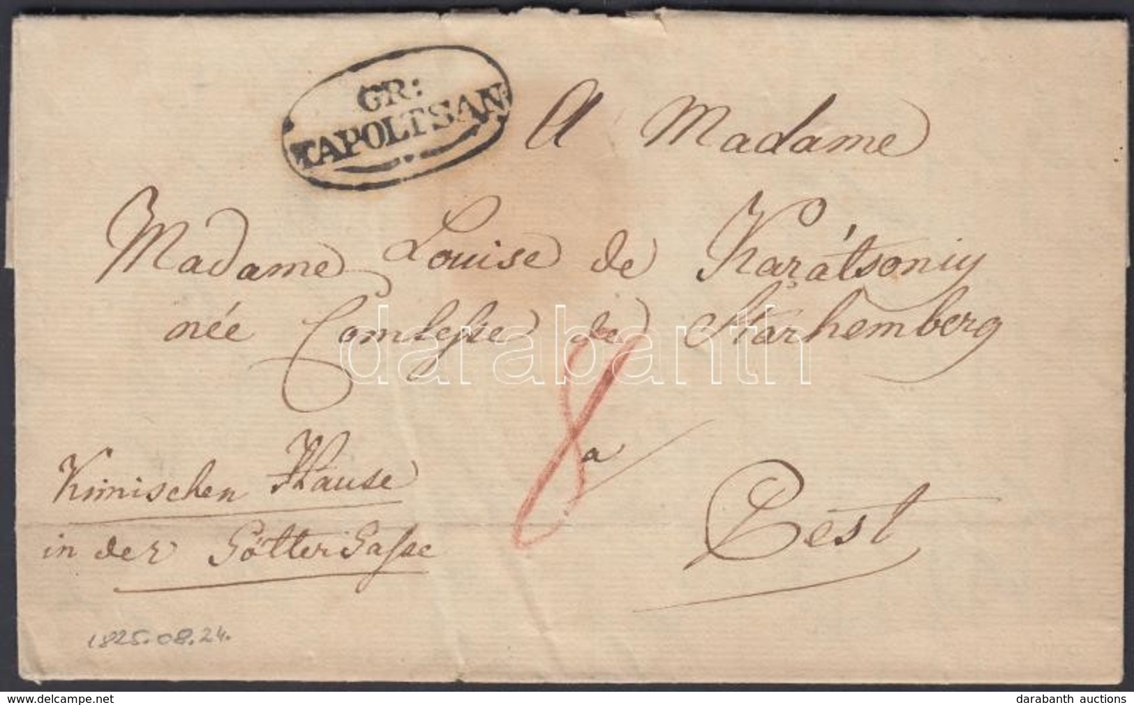 1825 Portós Levél Tartalommal / Unpaid Cover With Content 'GR: / TAPOLTSAN' - Pest - Otros & Sin Clasificación