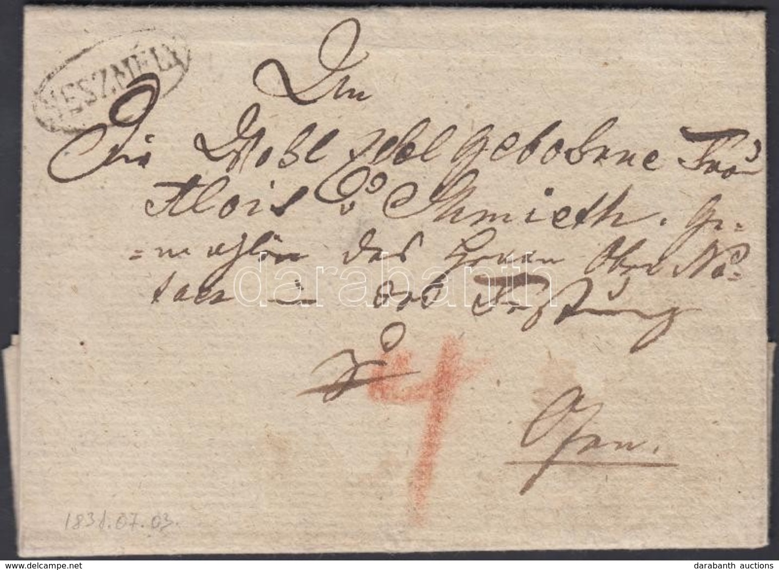 1831 Portós Levél / Unpaid Cover 'NESZMÉLY' - Ofen - Other & Unclassified