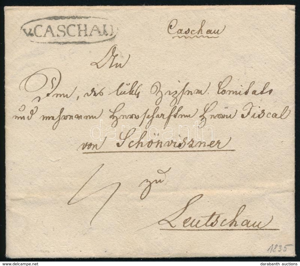 1835 Portós Levél Tartalommal / Unpaid Cover With Content 'v.CASCHAU' - Sonstige & Ohne Zuordnung