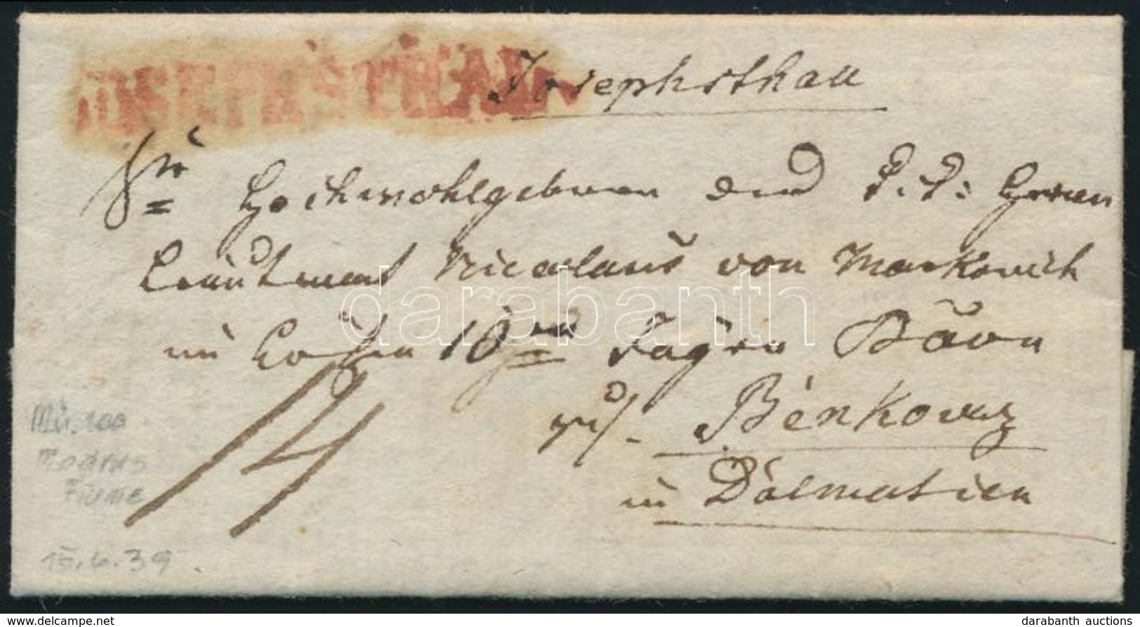 1839 Portós Levél / Unpaid Cover Piros / Red 'JOSEPHSTAL' (Gudlin Piros Bélyegzést Nem Említ / Red Not Listed) - Autres & Non Classés