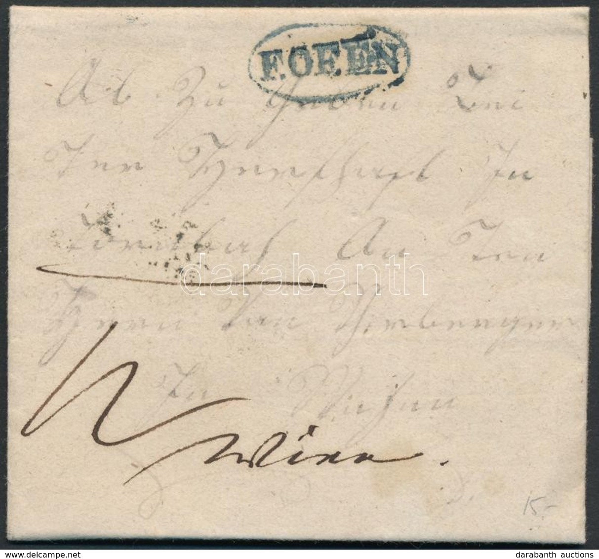 ~1840 Portós Levél / Unpaid Cover Kék/blue 'F.OFEN' - 'WIEN' - Autres & Non Classés