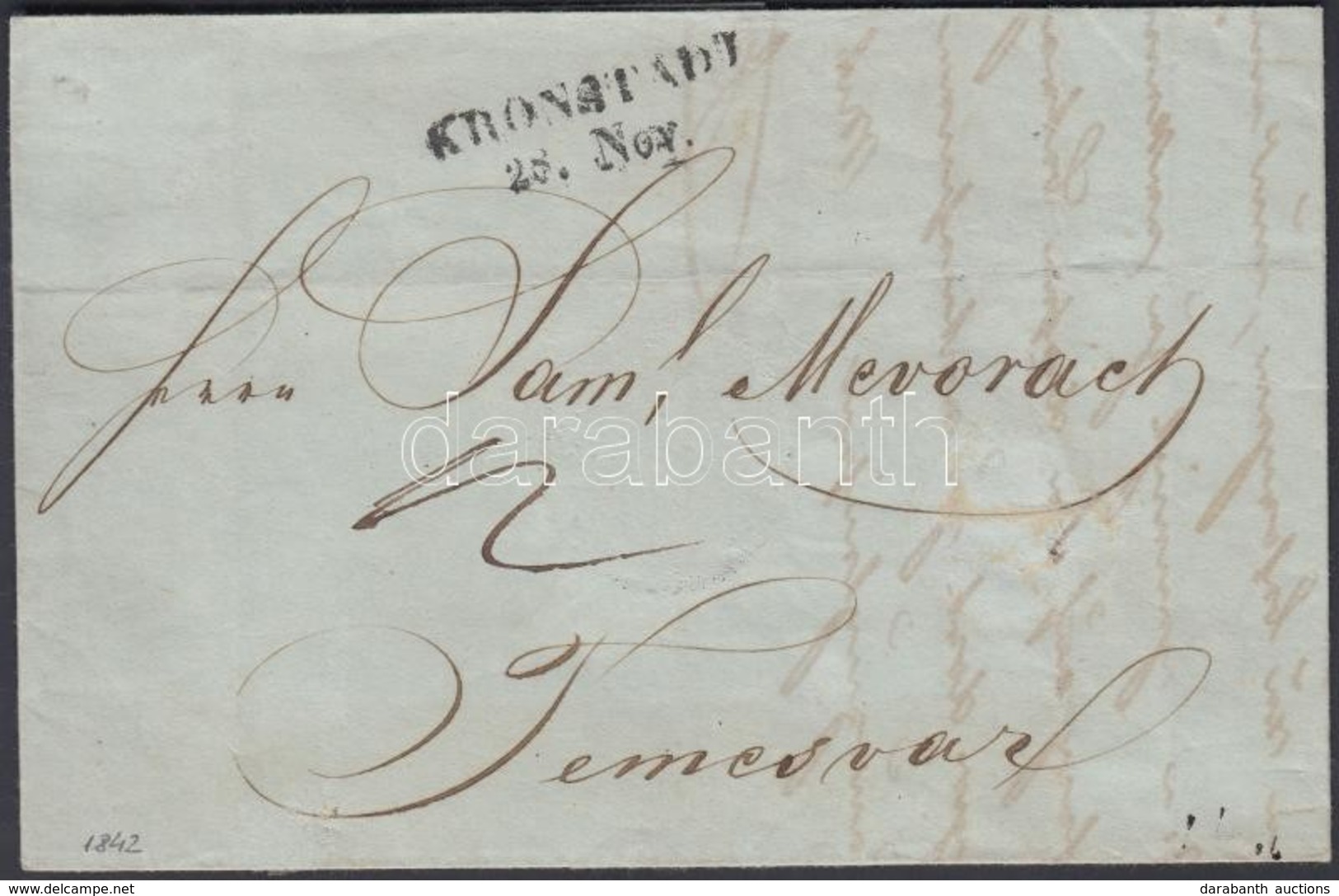 1842 Portós Levél Tartalommal / Unpaid Cover With Content 'KRONSTADT' - 'TEMESVÁR' - Otros & Sin Clasificación