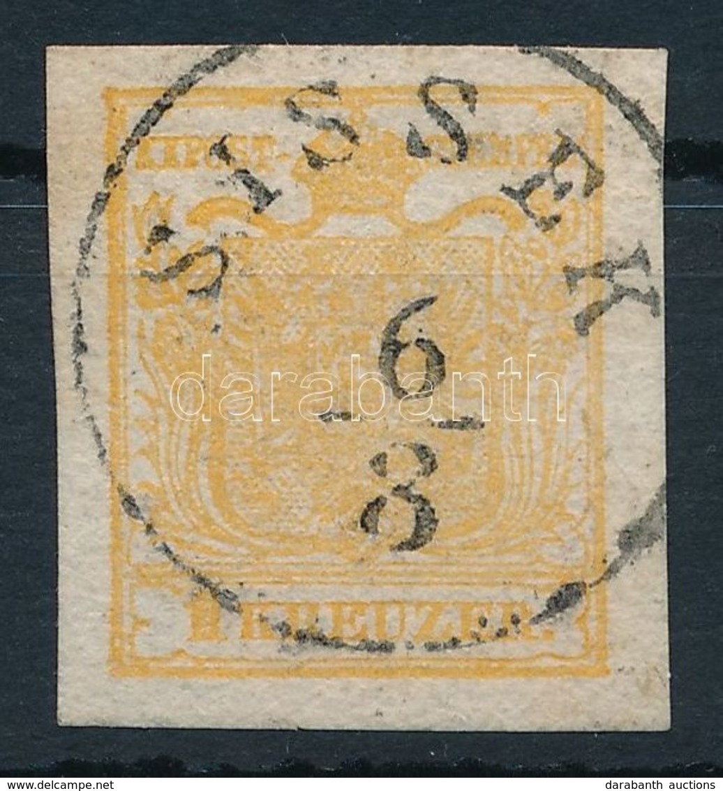 O 1850 1kr HP Ib Narancs / Orange 'SISSEK' Certificate: Strakosch - Autres & Non Classés