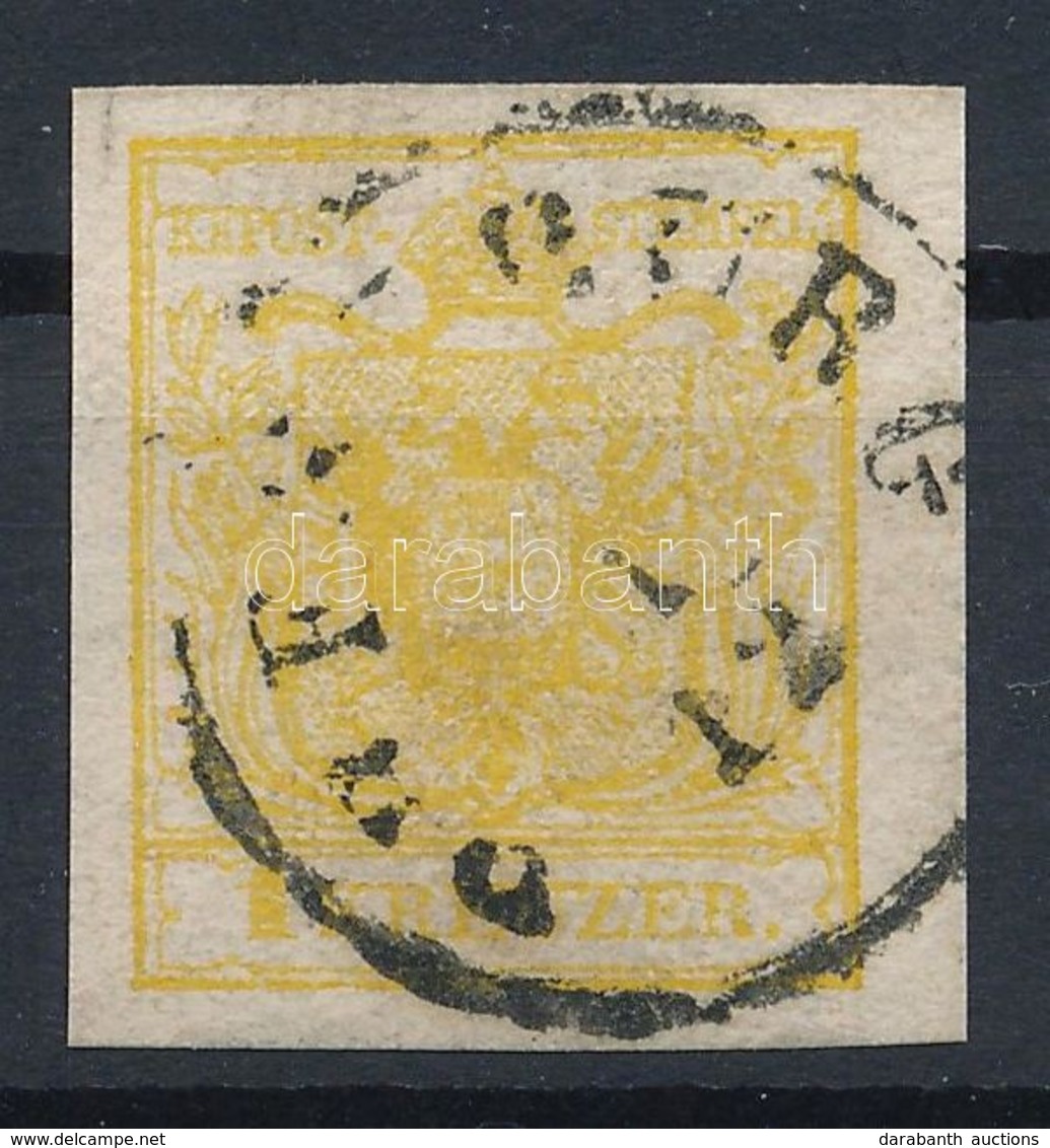 O 1850 1kr MP III Kadmium Sárga / Cadmium Yellow 'PRESSBURG' Certificate: Strakosch - Autres & Non Classés