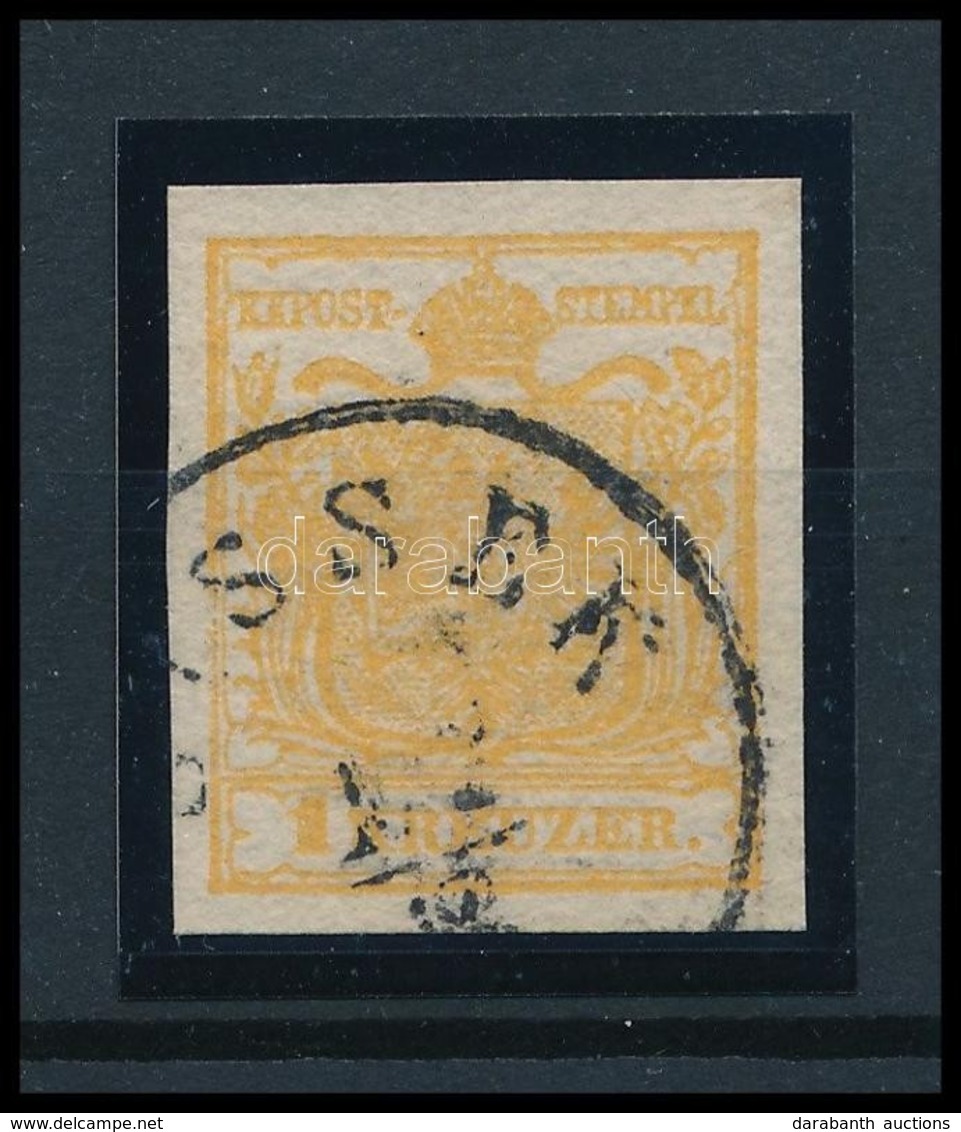 O 1850 1kr Sárgás Narancs HP III / Yellowish Orange 'SISSEK' Certificate: Strakosch - Autres & Non Classés