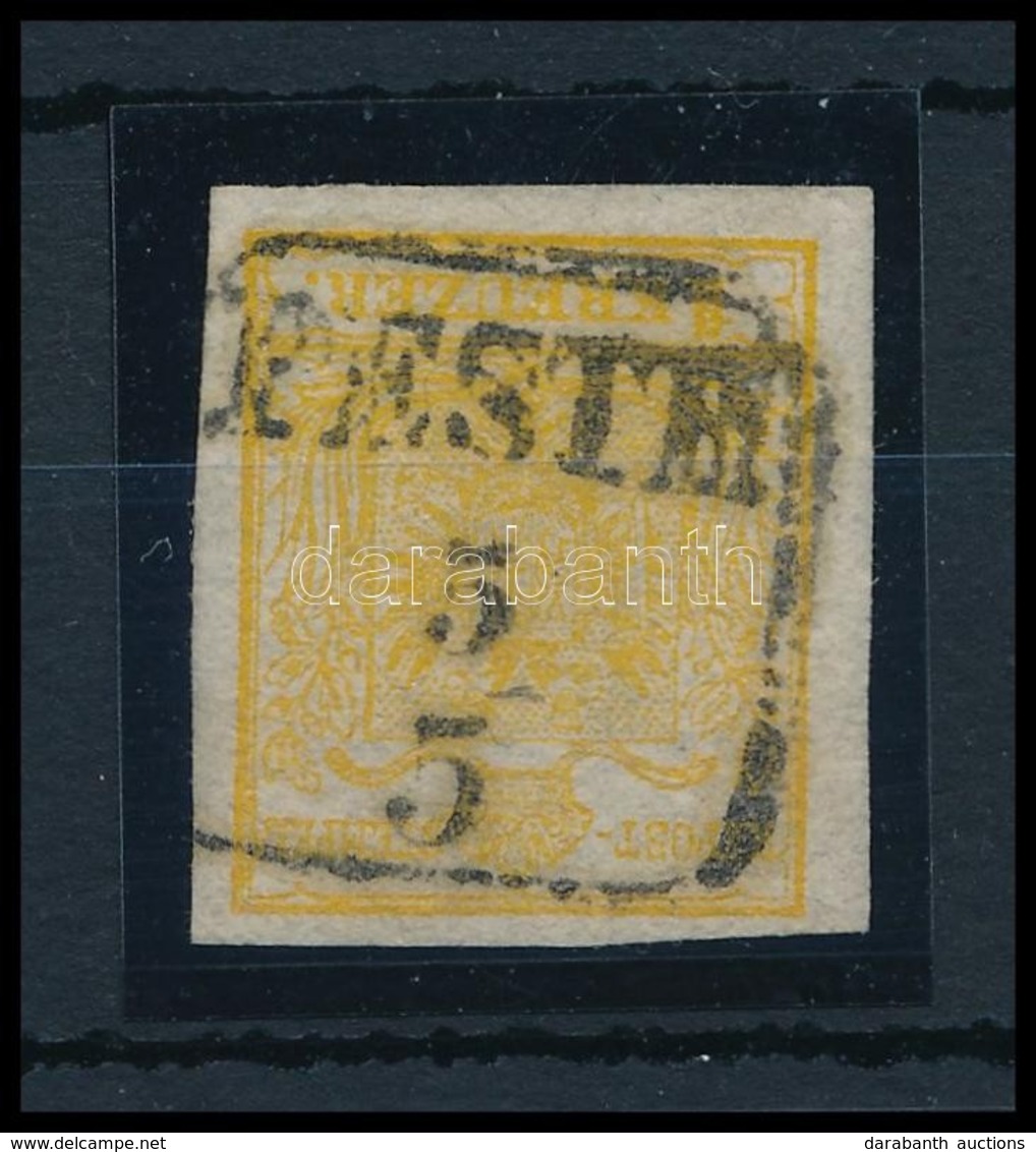 O 1850 1kr Kadmium Sárga HP III, III. Lemez / Cadmium, Plate III 'PESTH' Certificate: Strakosch - Other & Unclassified