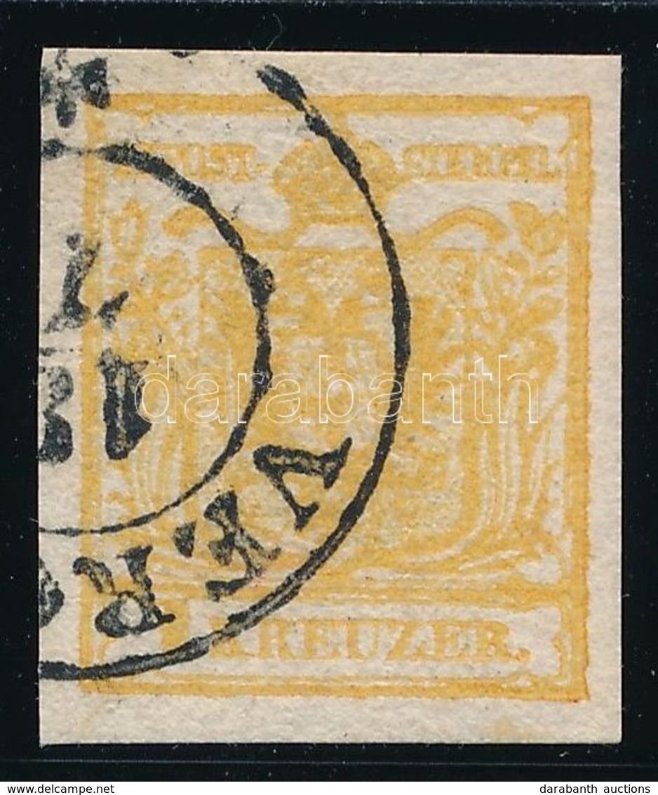 O 1850 1kr HP III Narancs, Túlfestékezett Nyomat / Orange, Overinked 'VER(ŐCE)' Certificate: Strakosch - Other & Unclassified