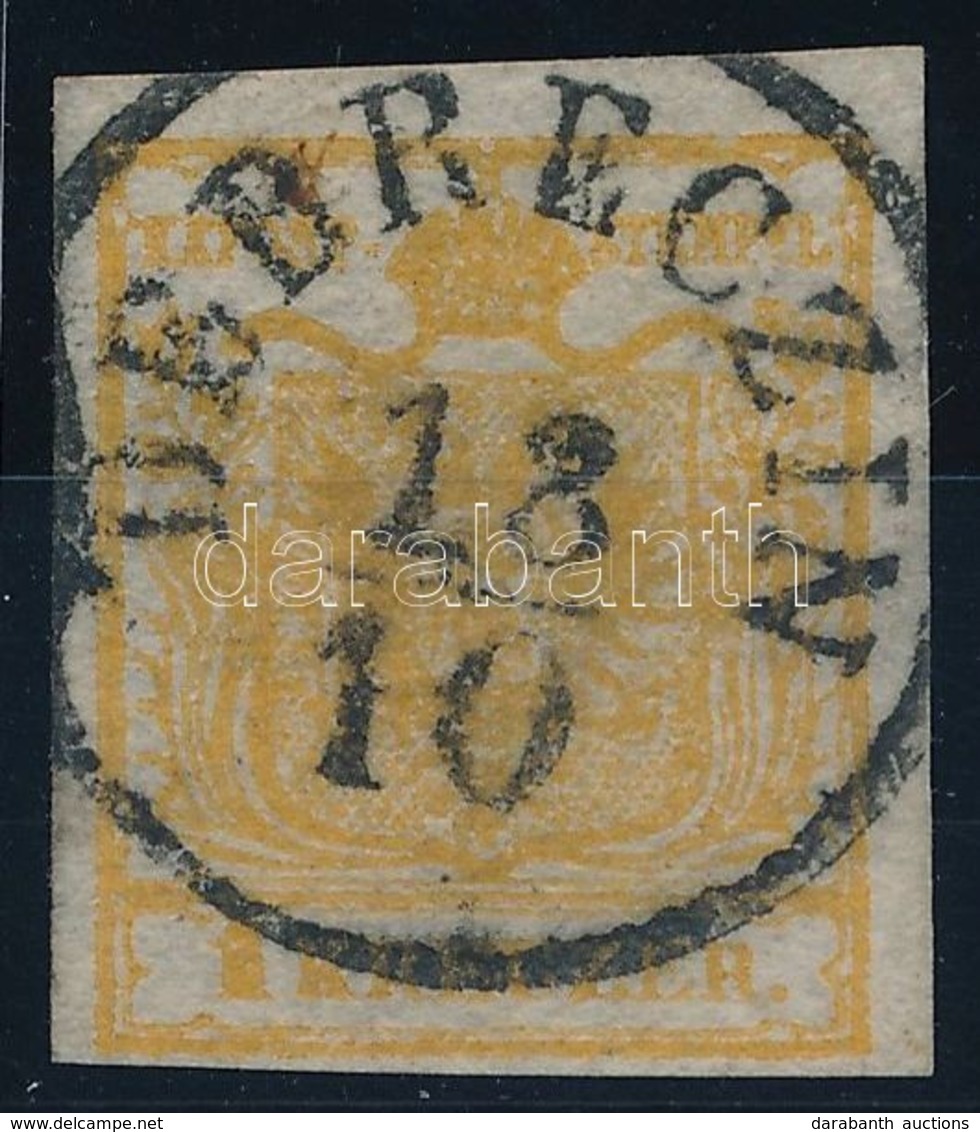O 1850 1kr HP Ia Narancs, Túlfestékezett / Orange, Overinked 'DEBRECZIN' Certificate: Strakosch - Sonstige & Ohne Zuordnung