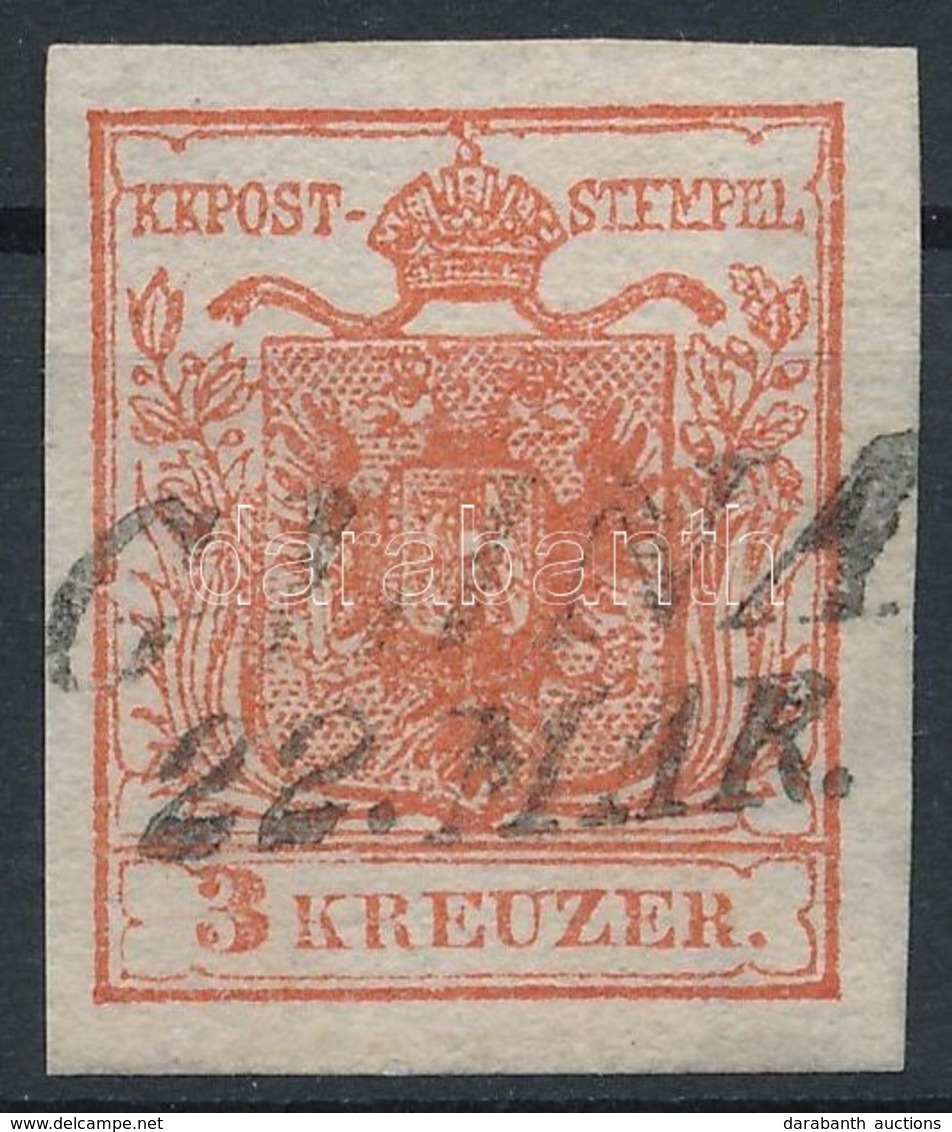 O 1850 3kr HP Ia Cinóber / Cinnabar 'GLINA' Certificate: Strakosch - Sonstige & Ohne Zuordnung