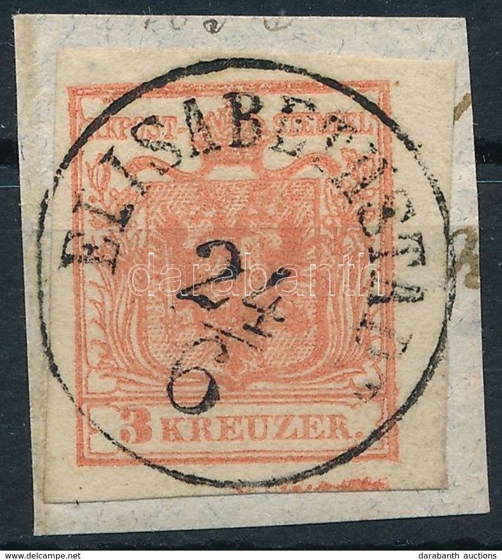 1850 3kr HP IIIa Rózsa, ívszéli, Alul Szegélyléclenyomat / Rose, Margin Piece, Balken 'ELISABETHSTADT' Certificate: Stei - Other & Unclassified