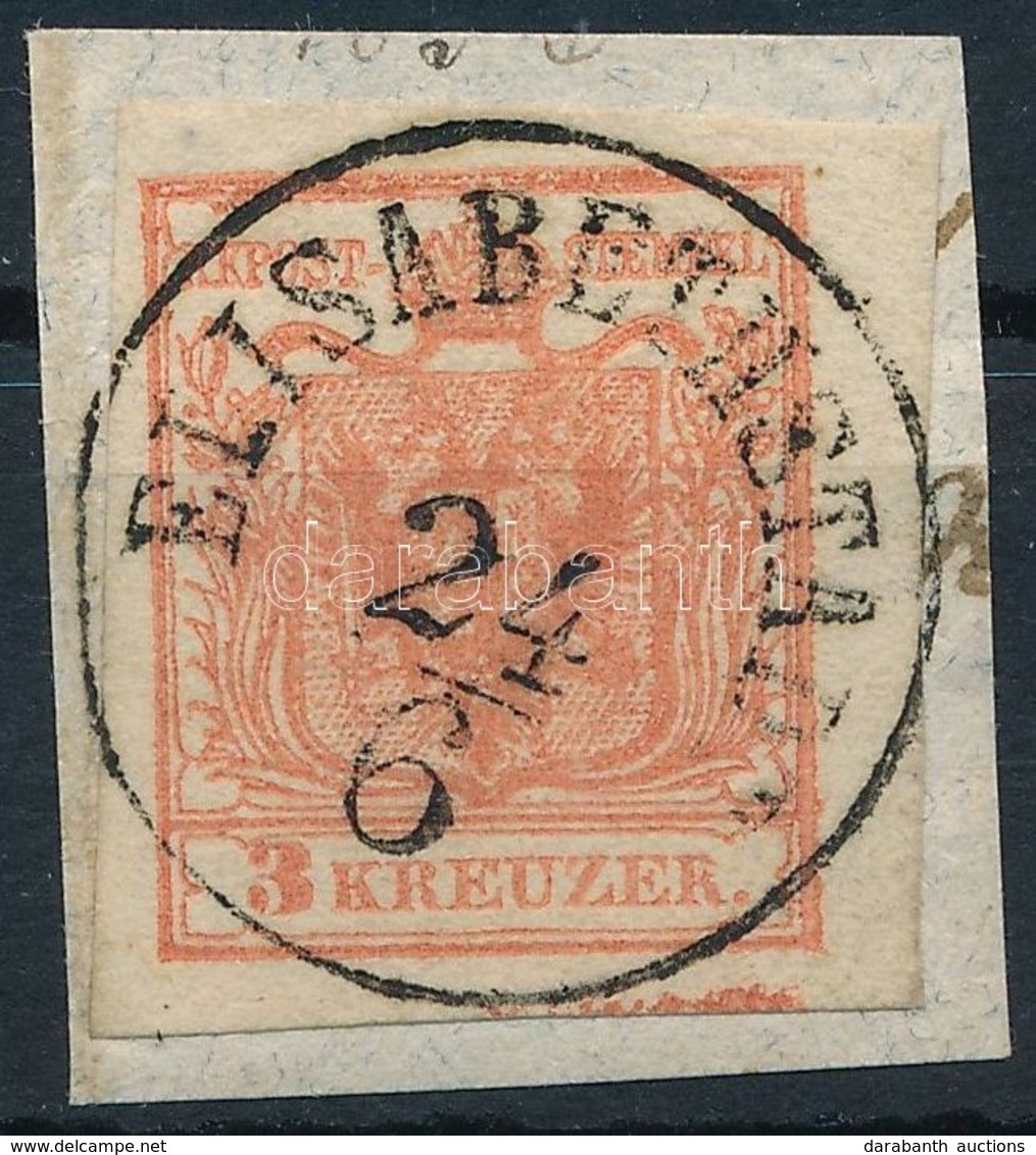 1850 3kr HP IIIa Rózsa, ívszéli, Alul Szegélyléclenyomat / Rose, Margin Piece, Balken 'ELISABETHSTADT' Certificate: Stei - Sonstige & Ohne Zuordnung