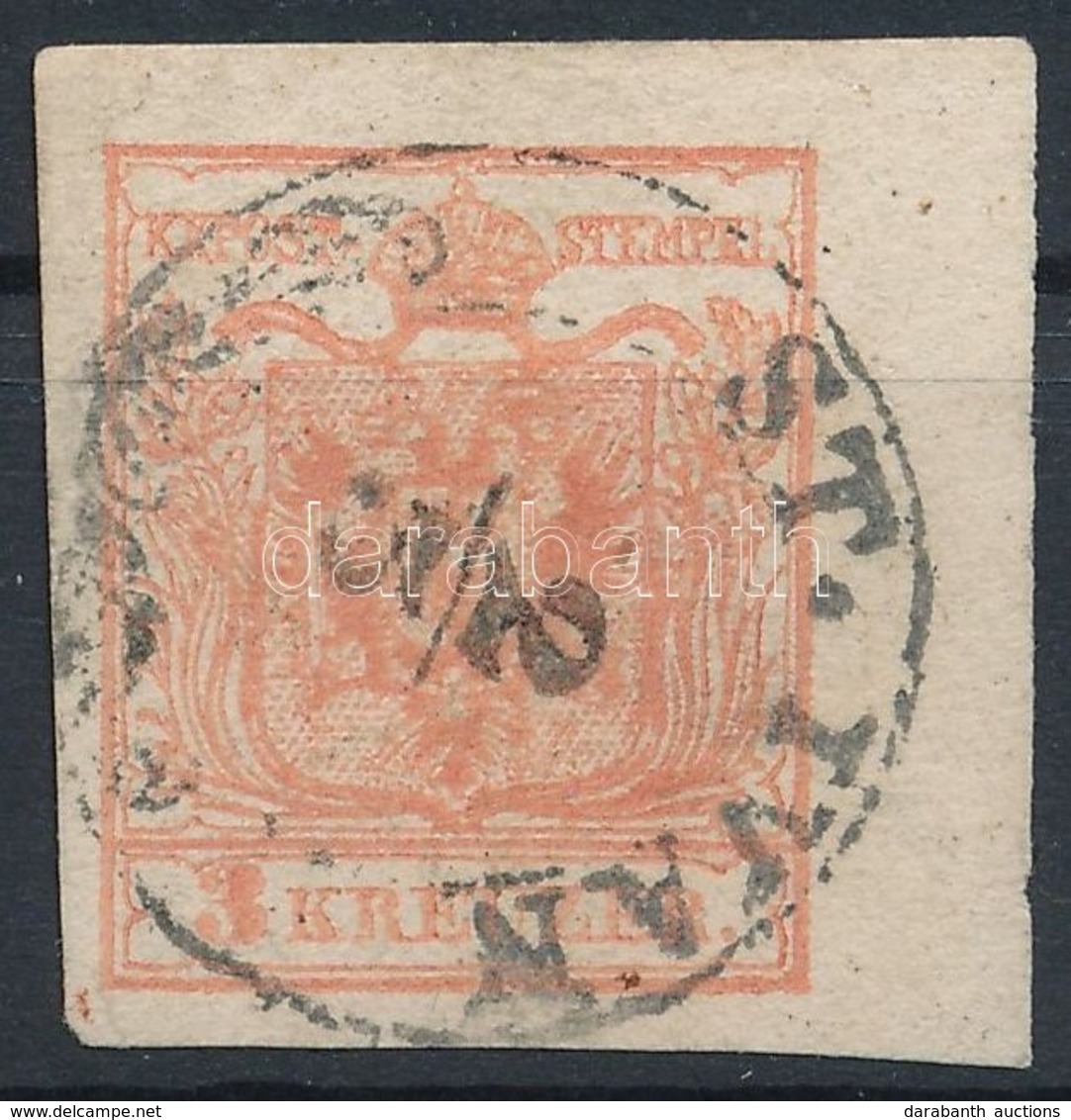 O 1850 3kr MP IIIb Halványpiros, Jobb Oldalt 5,5 Mm-es ívszéllel / Light Red, With 5,5 Mm Margin On The Right 'ST. IVAN' - Other & Unclassified