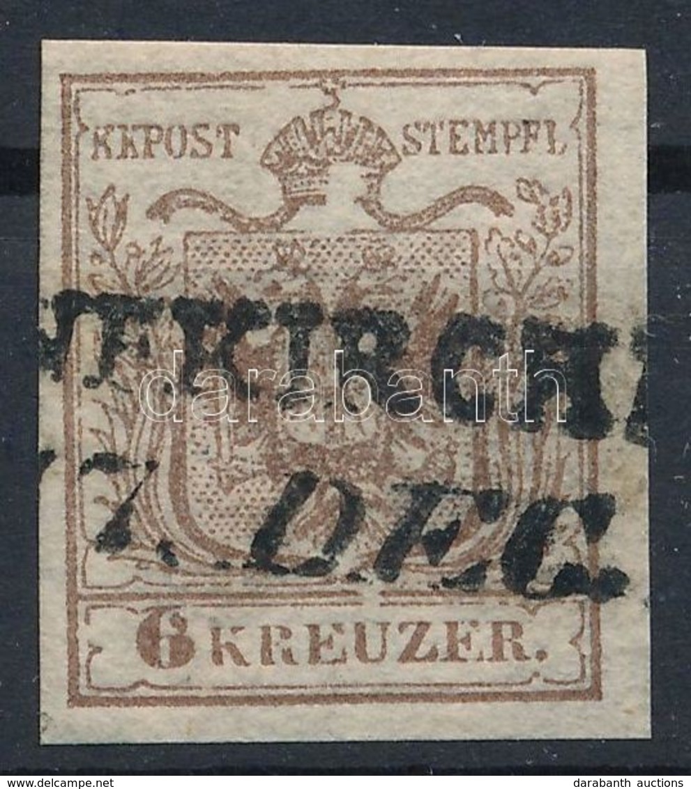 O 1850 6kr HP Ia Világosbarna. Lemezhibával / Light Brown, With Plate Flaw '(FÜ)NFKIRCH(EN)' Certificate: Strakosch - Other & Unclassified