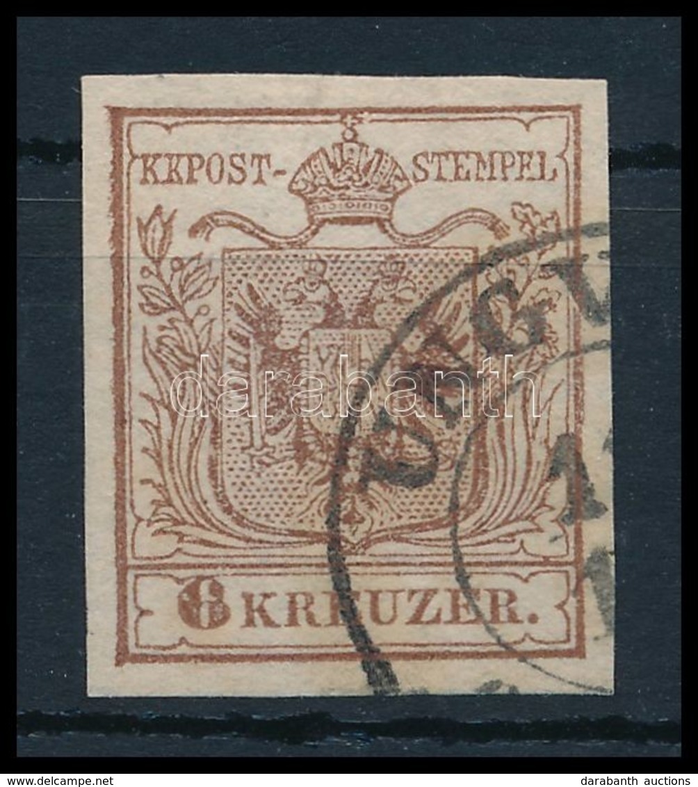 O 1850 6kr Barna HP I ívszéli, Első Nyomat / Brown, First Print With Margin 'UNGV(AR)' Certificate: Steiner - Sonstige & Ohne Zuordnung