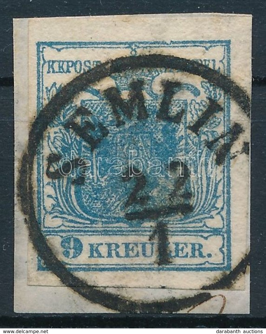 1850 9kr HP IIb Sötétkék, Kiemelt Középrésszel / Dark Blue, Highlighted Middle Part 'SEMLIN' Certificate: Steiner - Autres & Non Classés