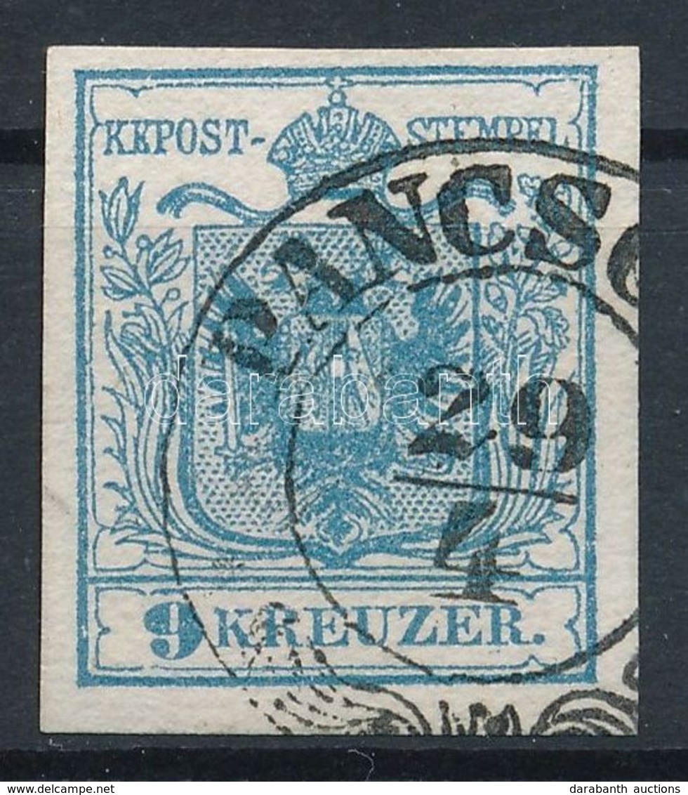 O 1850 9kr HP I Világoskék / Light Blue 'PANCSO(VA)' Certificate: Strakosch - Autres & Non Classés