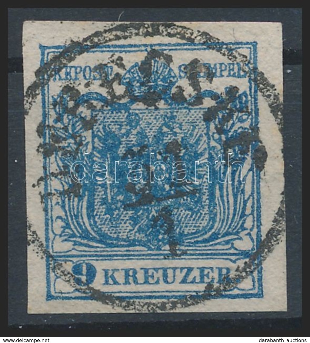 O 1850 9kr Kék HP IIIa Túlfestékezett Nyomat / Overinked 'DERECSKE' Certificate: Strakosch - Sonstige & Ohne Zuordnung