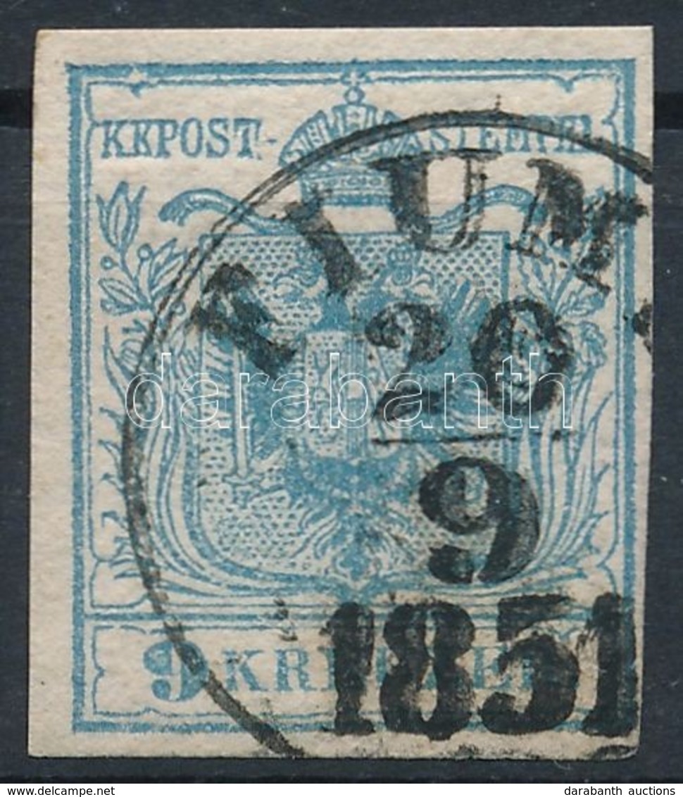 O 1850 9kr HP I Világoskék / Light Blue, Magistris 10 'FIUM(E)' Certificate: Strakosch - Autres & Non Classés