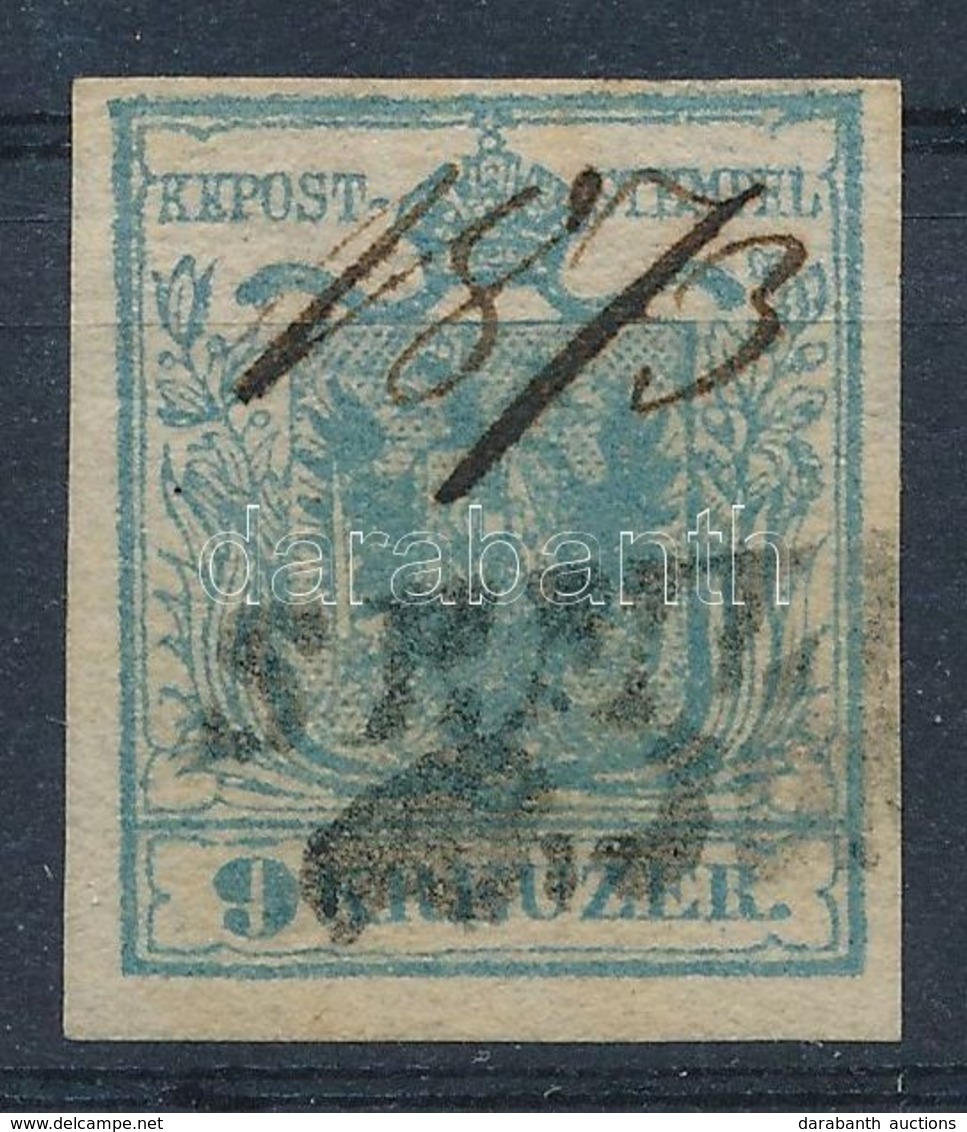 O 1850 9kr HP I Világos Szürkéskék / Light Greyish Blue, Magistris 24 'SEMLI(N)' Kézi Dátummal / Handwritten Date. Certi - Sonstige & Ohne Zuordnung