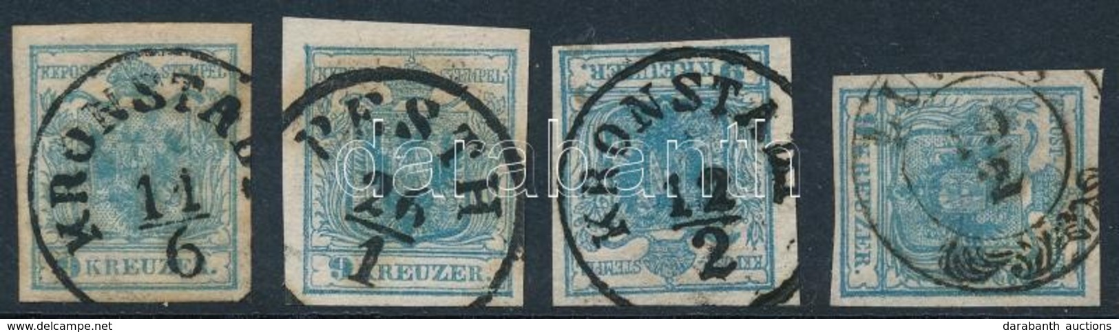 O 1850 9kr Ia 'KRONSTADT', IIa 'PESTH', IIb 'KRONSTADT', IIc 'LU(GOS)' - Sonstige & Ohne Zuordnung