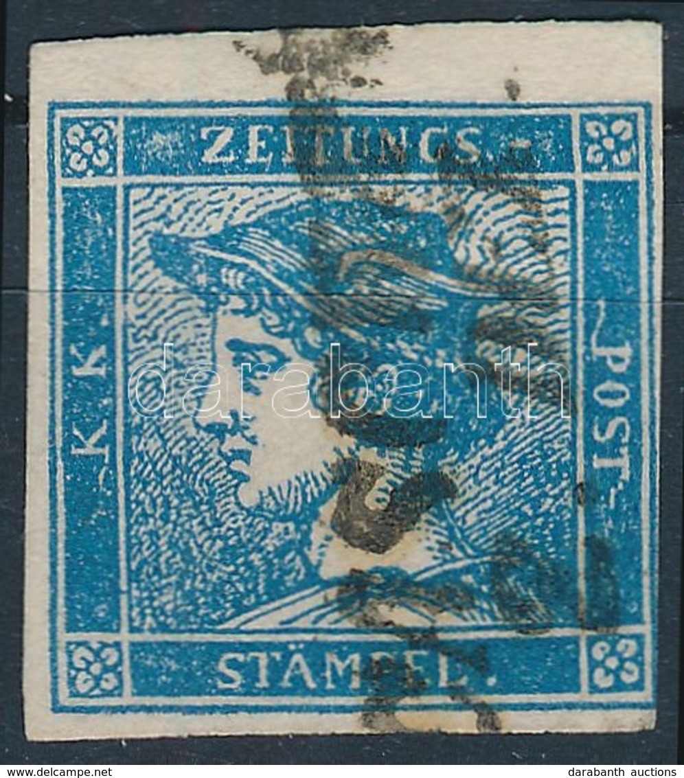 O 1851 Hírlapbélyeg A Legritkább II. B Típus, Kék / Newspaper Stamp Blue 'CASCHAU' (Ferchenbauer EUR 750,-) Certificate: - Autres & Non Classés
