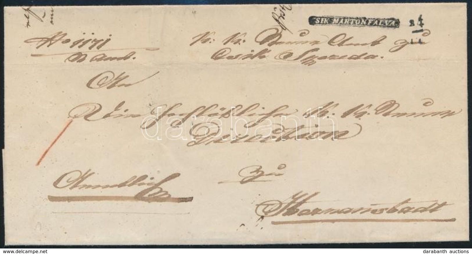 1853 Levél Luxus Negatív 'CSIKMARTONFALVA' és Kiegészítő Dátumbélyegzéssel / Cover With Negativ 'CSIKMARTONFALVA' Cancel - Altri & Non Classificati