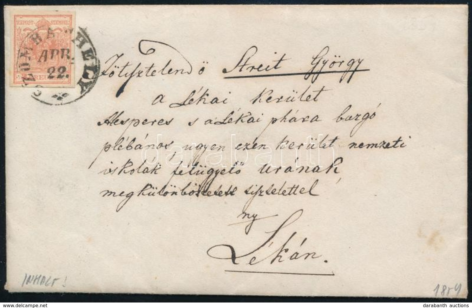 1854 3kr HP III Levélen, érdekes Tartalommal / On Cover With Interesting Content 'SZOMBATHELY' - Autres & Non Classés