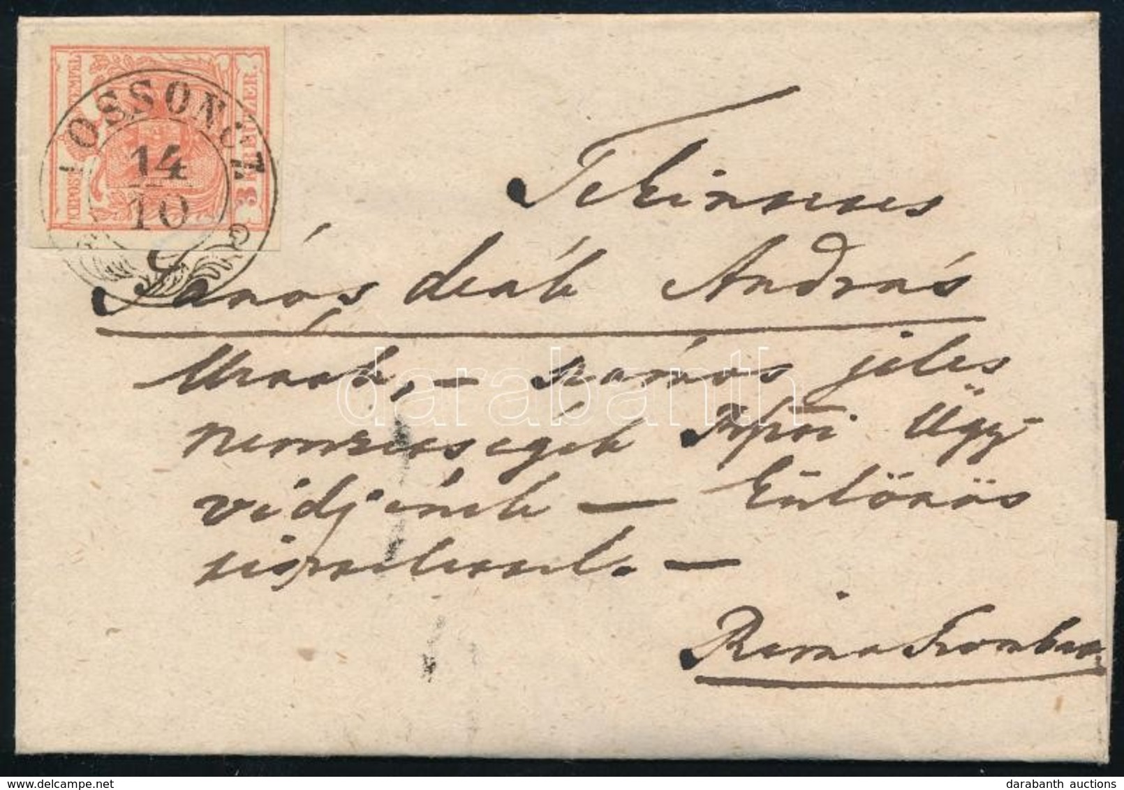 ~1855 3kr Levélen / On Cover 'LOSSONCZ' - Rimaszombat - Autres & Non Classés