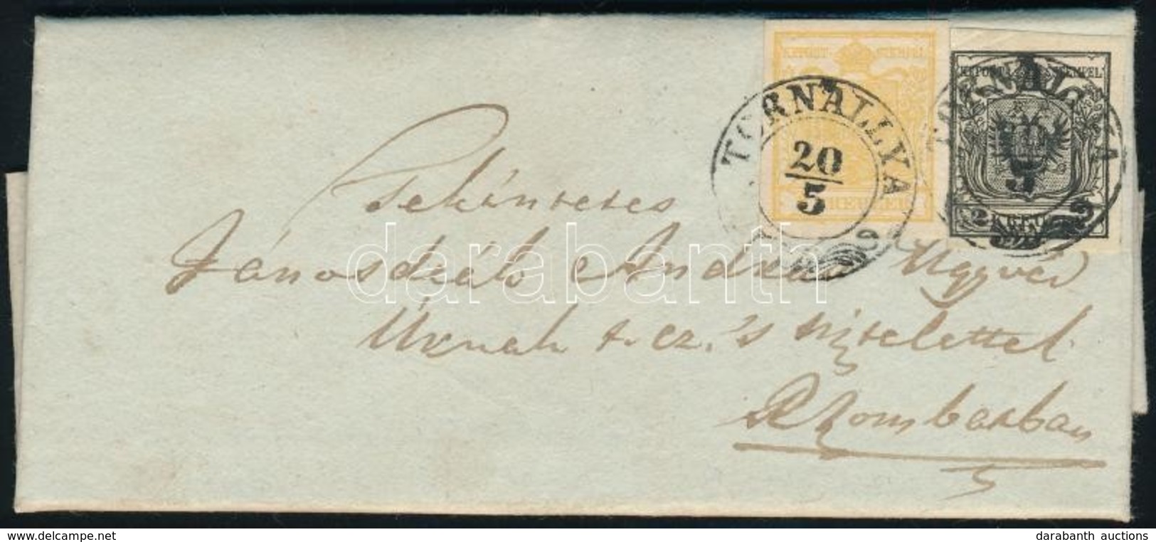 1858 1kr + 2kr Levélen / On Cover 'TORNALLYA' - Otros & Sin Clasificación