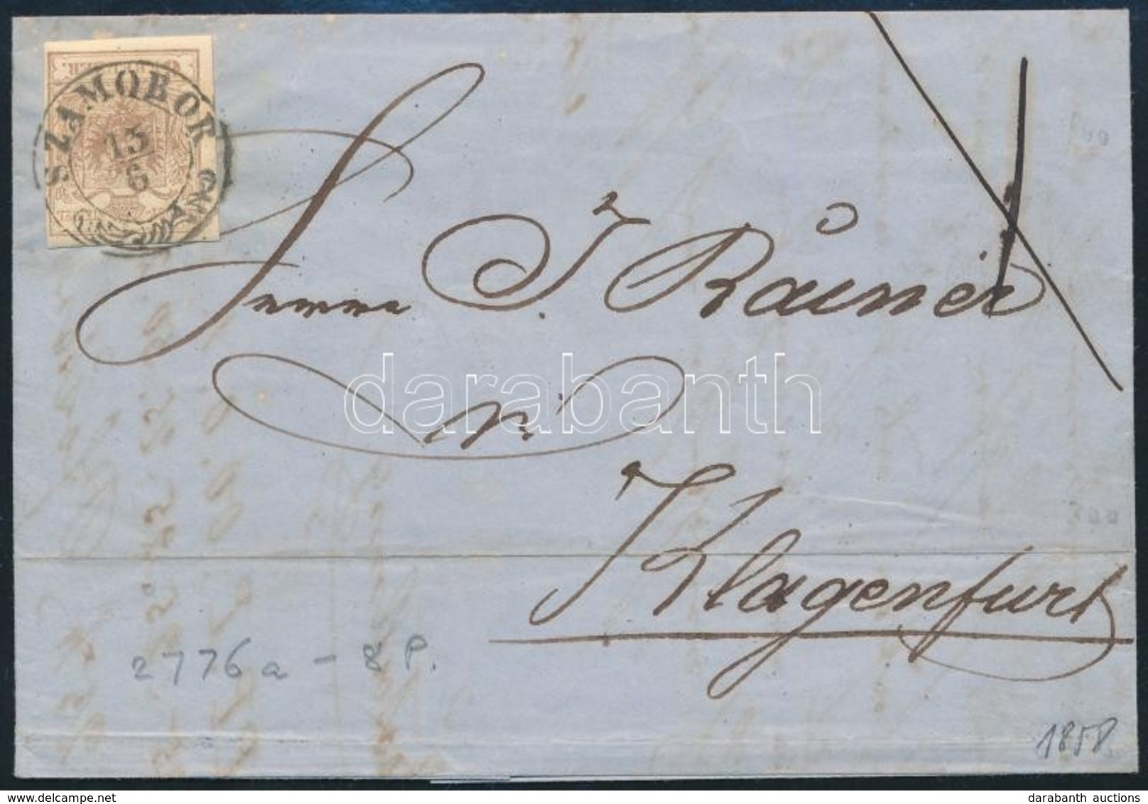 1858 6kr MP III Levélen / On Cover 'SZAMOBOR' - Autres & Non Classés