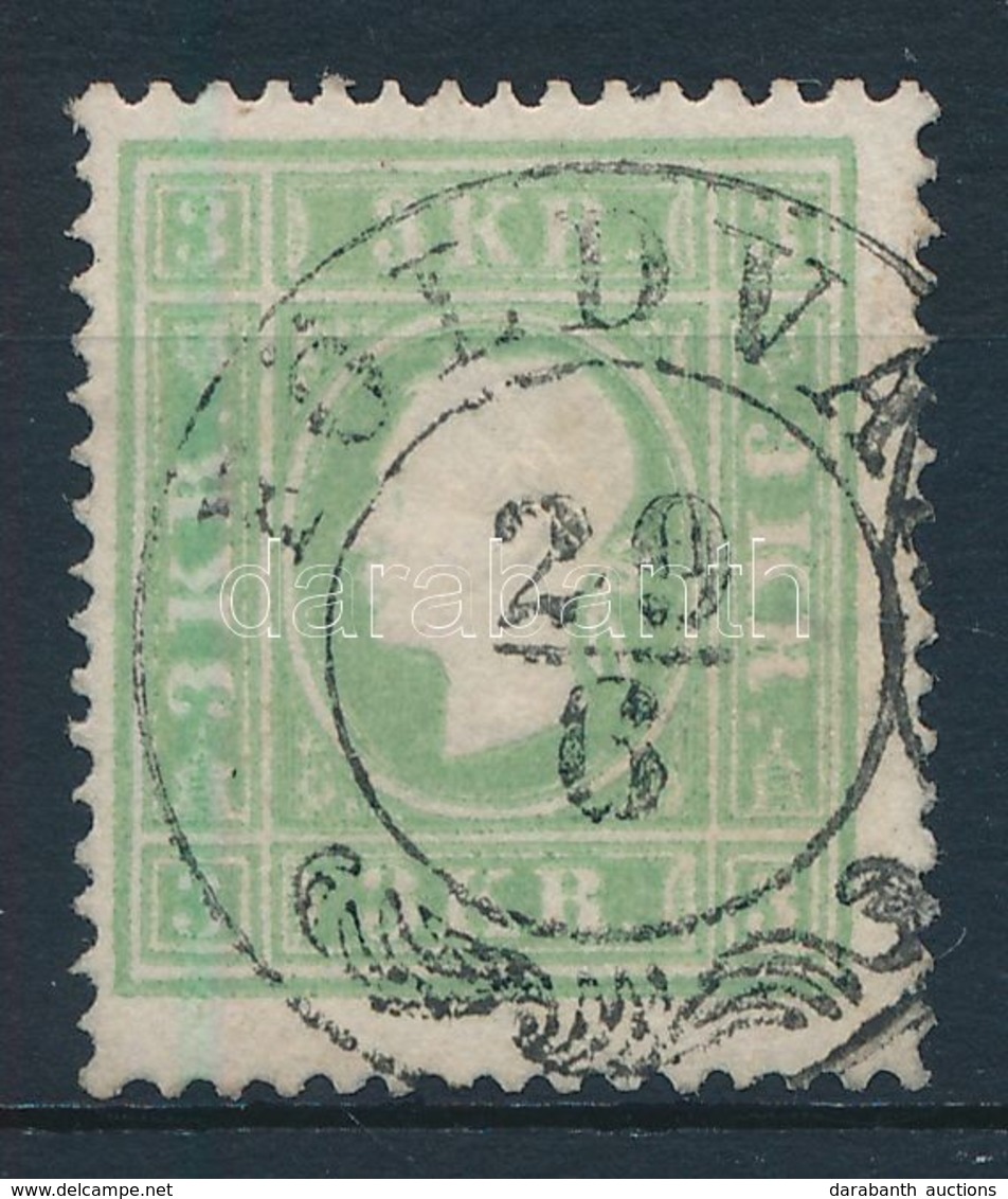 O 1858 3kr II. Zöld / Green 'FÖLDVA(R)' Certificate: Steiner - Autres & Non Classés