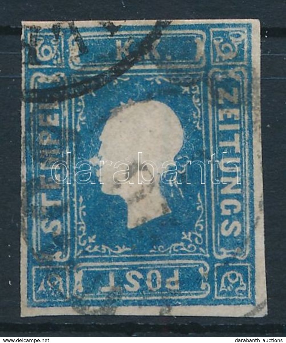 O 1858 Hírlapbélyeg I. Típus Kék, Lemezhibával / Newspaper Stamp Blue, Type I, Plate Variety 'LUGOS' (Ferchenbauer EUR 1 - Sonstige & Ohne Zuordnung