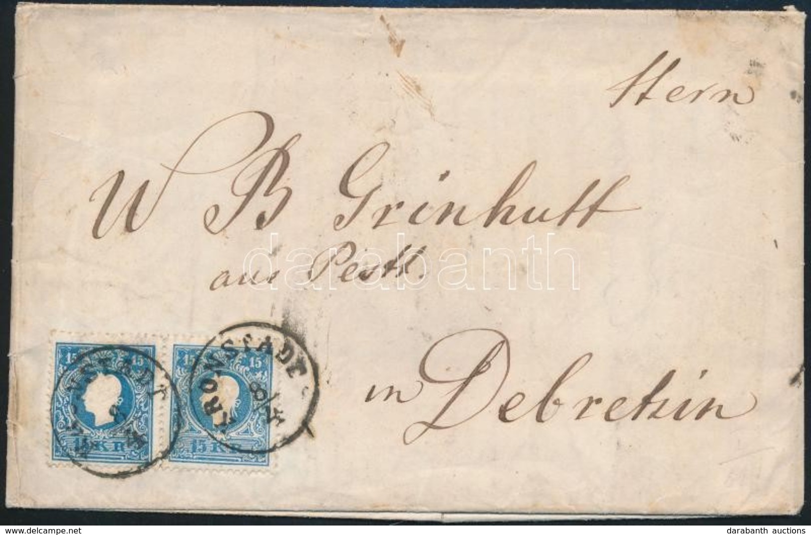 ~1858 2 X 15kr II. Második Súlyfokozatú Levélen / On 2nd Weight Class Cover 'KRONSTADT' - Debretzin - Sonstige & Ohne Zuordnung