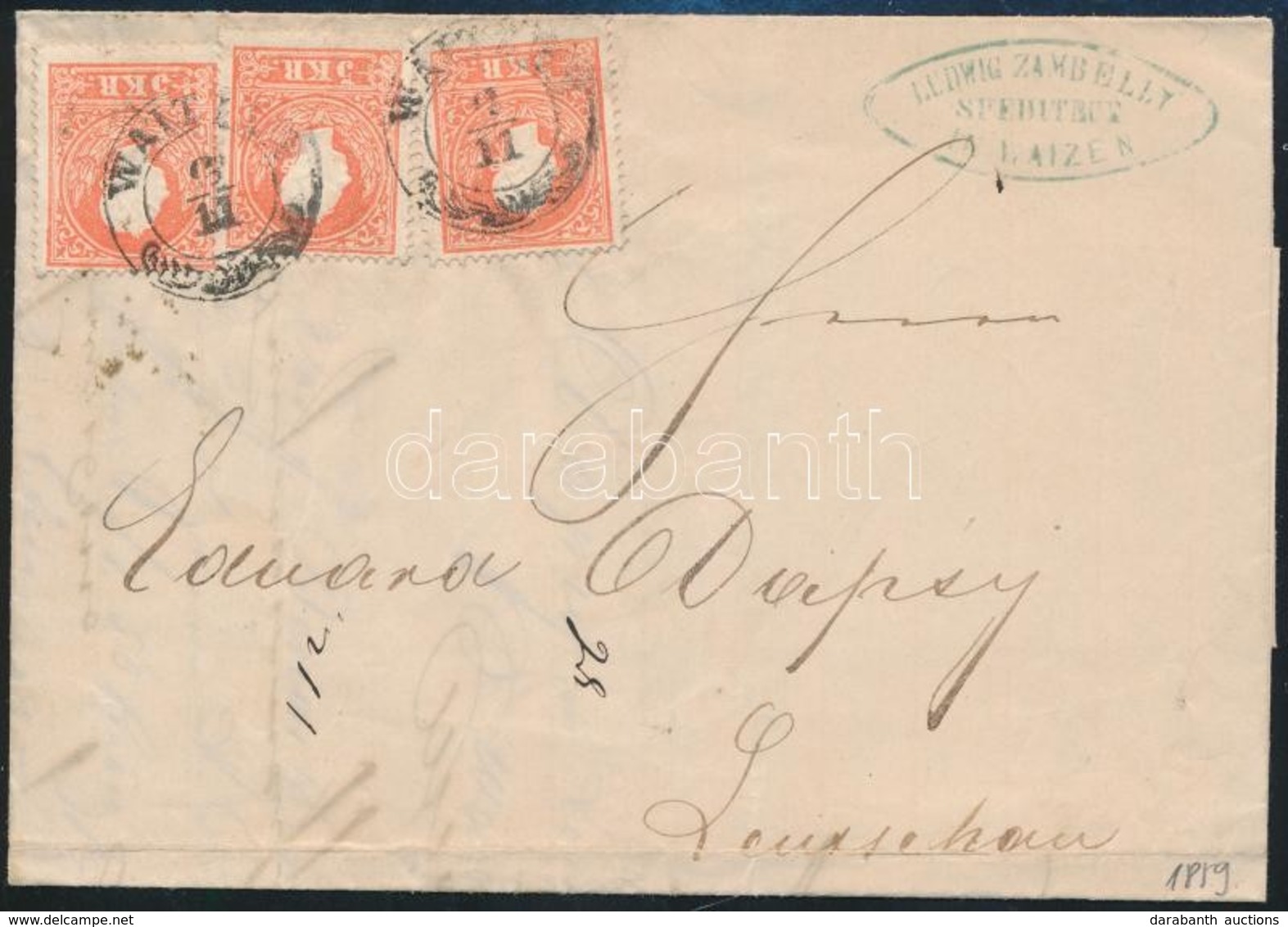 1859 3 X 5kr II Levélen / On Cover 'WAITZEN' - Autres & Non Classés