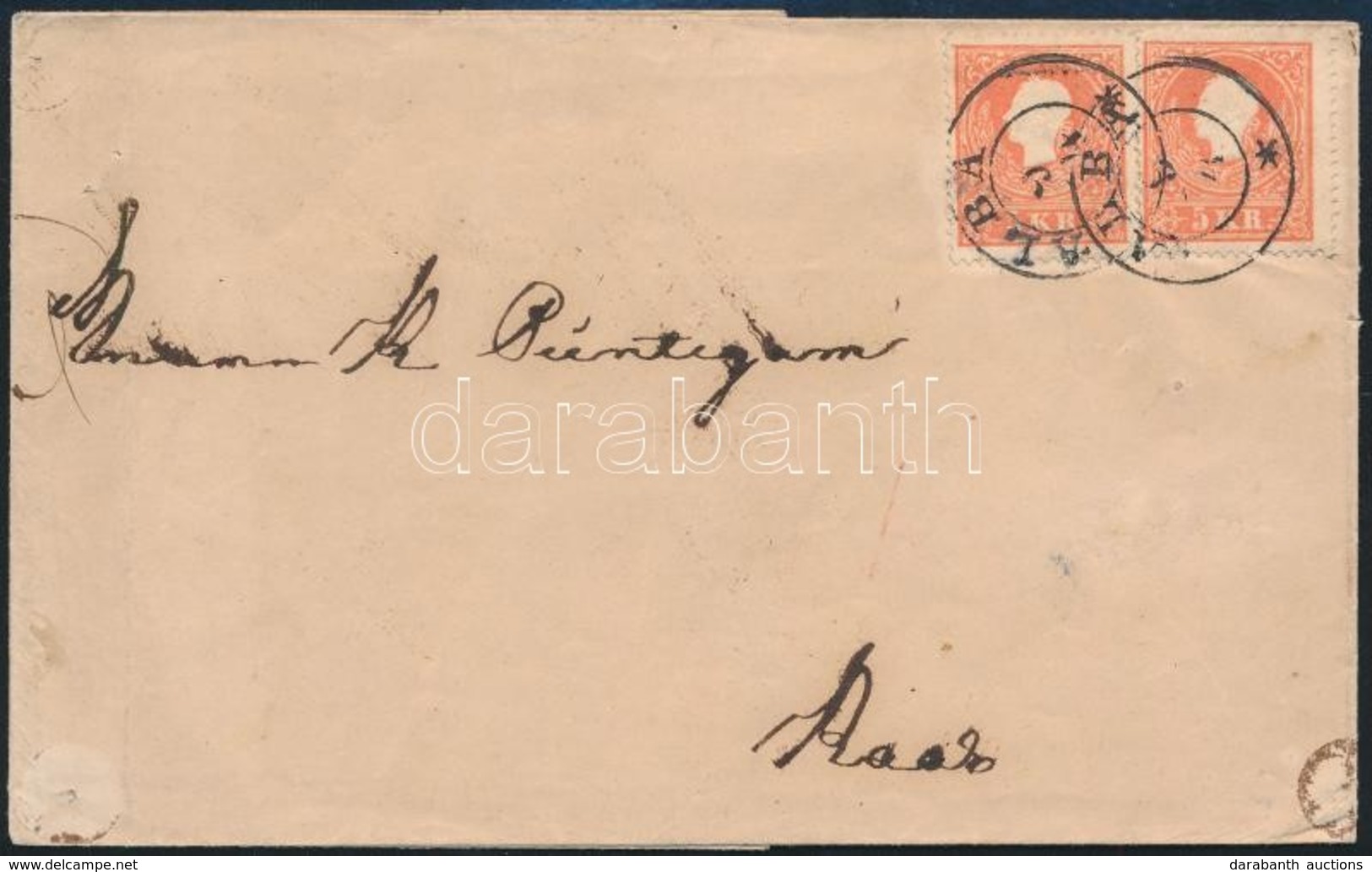 1860 2 X 5kr II. Levélen / On Cover 'ALBA' - Raab - Autres & Non Classés