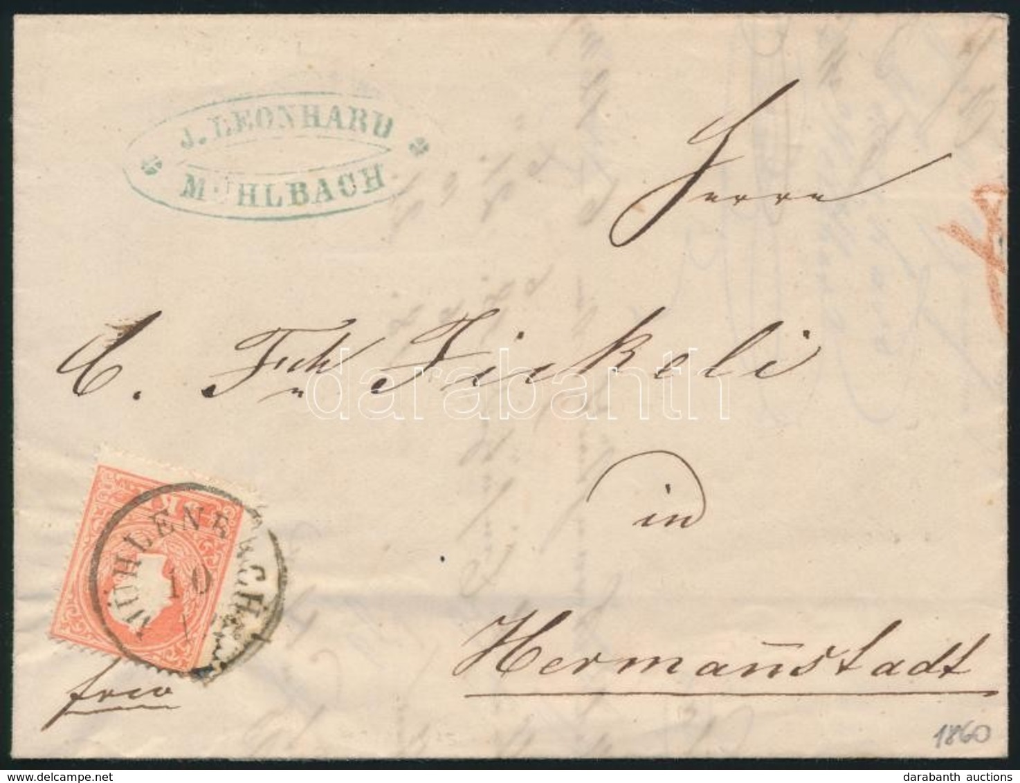 1860 5kr II Levélen / On Cover 'MÜHLENBACH' - 'HERMANNSTADT' - Autres & Non Classés