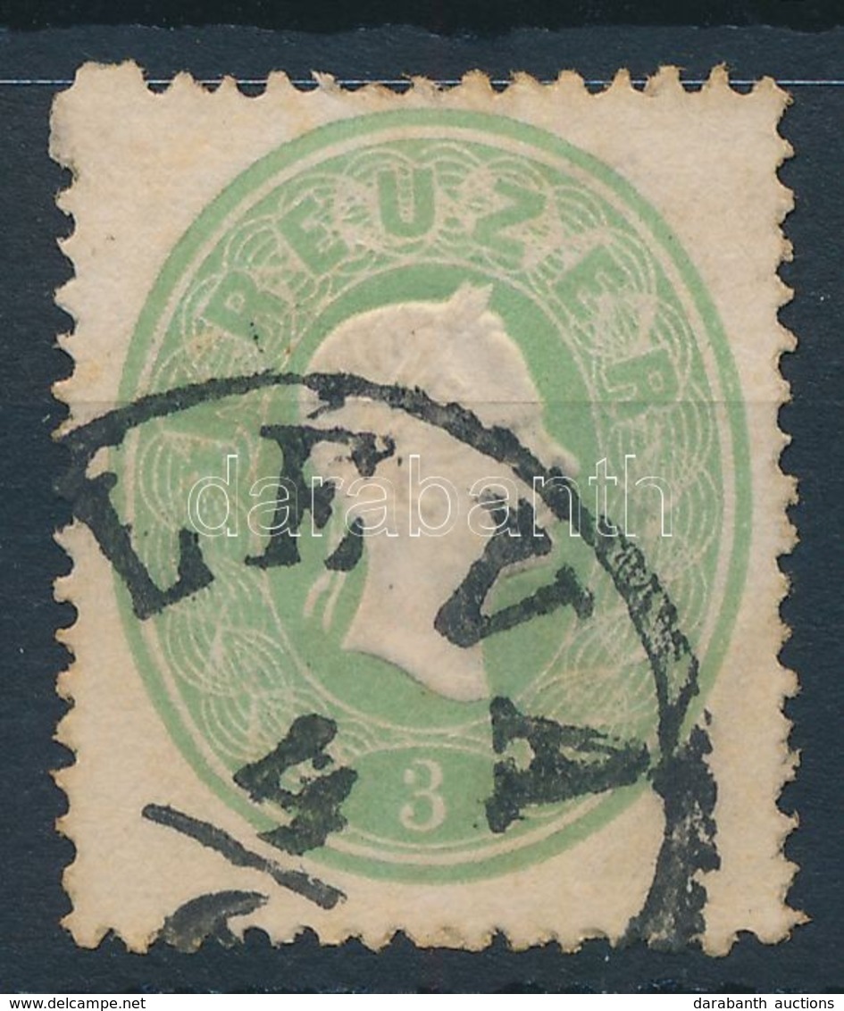 O 1861 3kr Zöld, Kimaradt Foglyuk / Green, Perforation Error 'LÉVA' - Autres & Non Classés